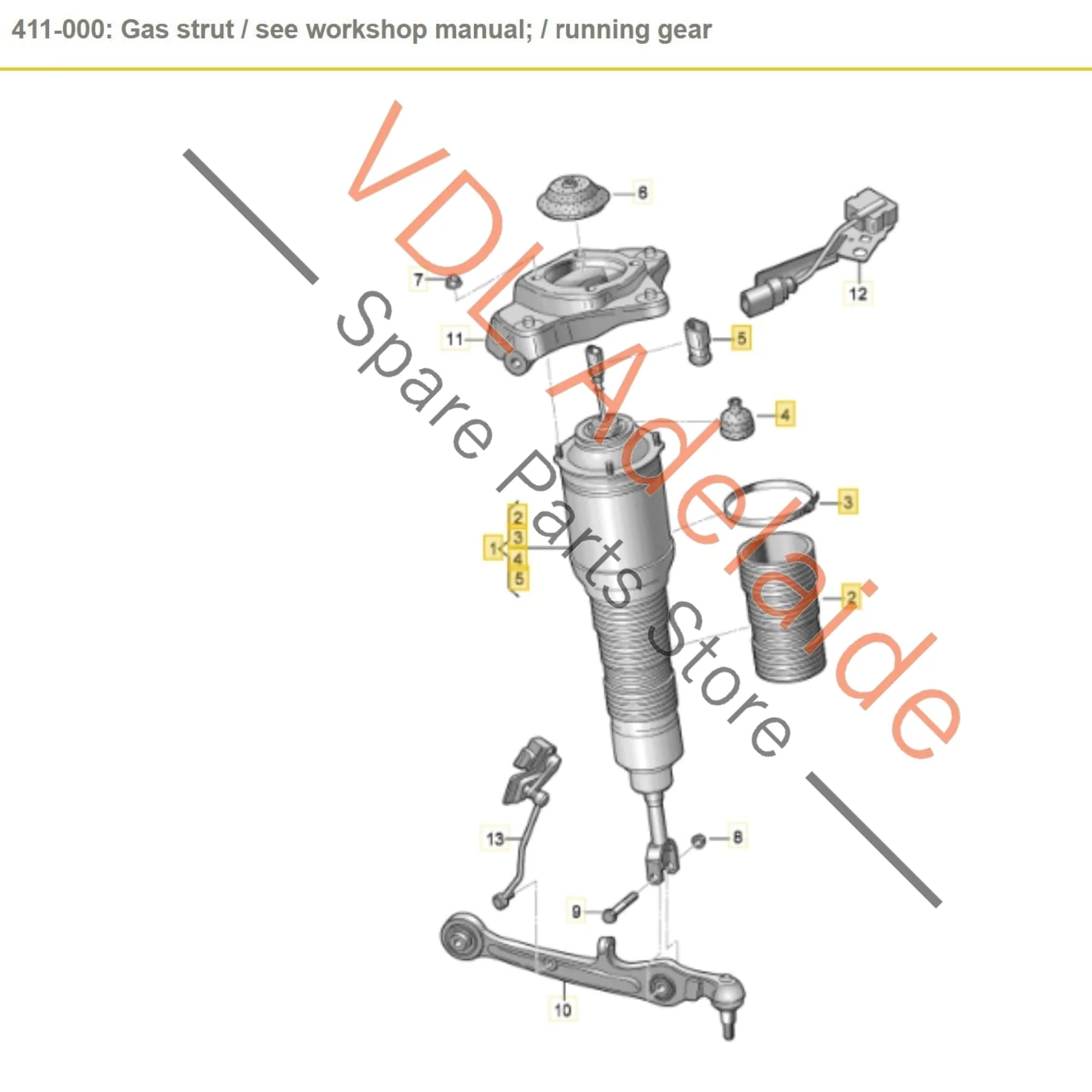 Audi D3 S8 Front Right Shock Absorber Air Suspension Strut 4E0616040AK 4E0616040AP - Image 2