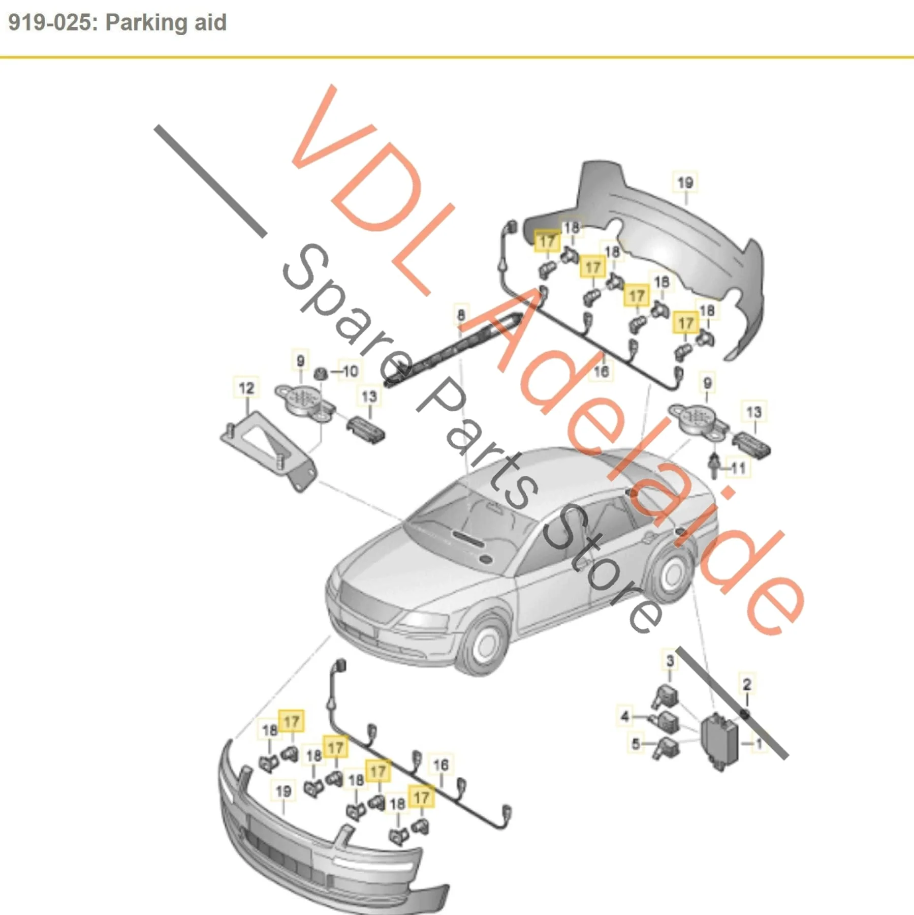 Audi A8 S8 D3 4E Parking Sensor 7H0919275C GRU Daytona Grey 6Y6Y - Image 2