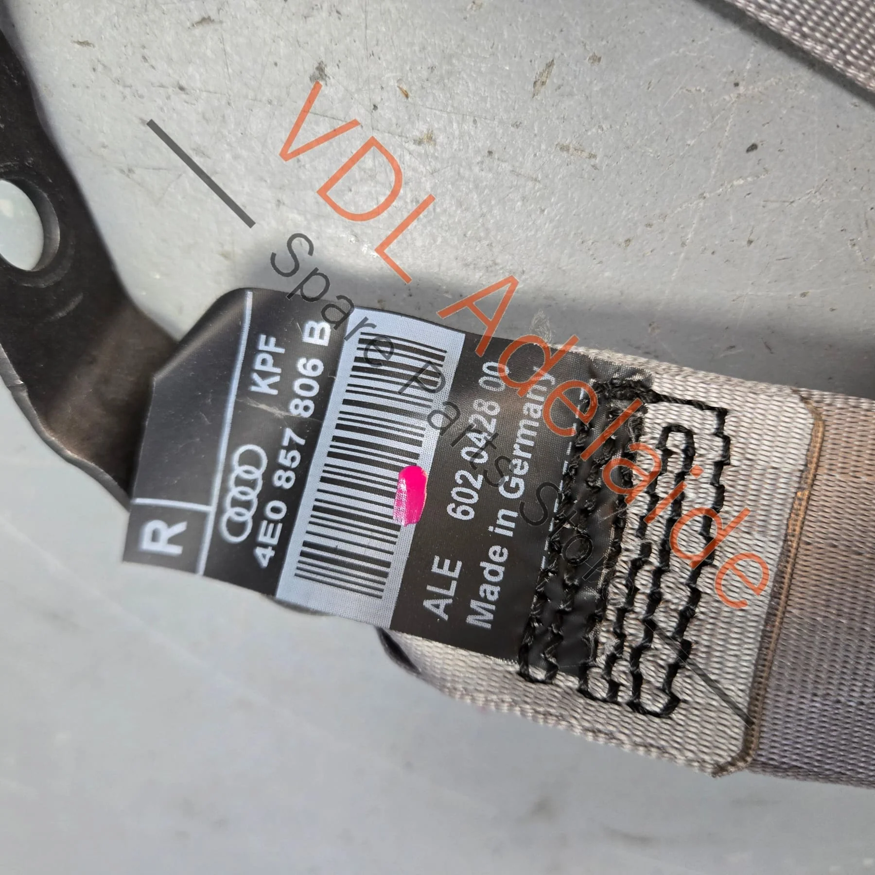 Audi A8 S8 Rear Right Seat Belt Seatbelt 4E0857806B KPF Colour Platinum - Image 4