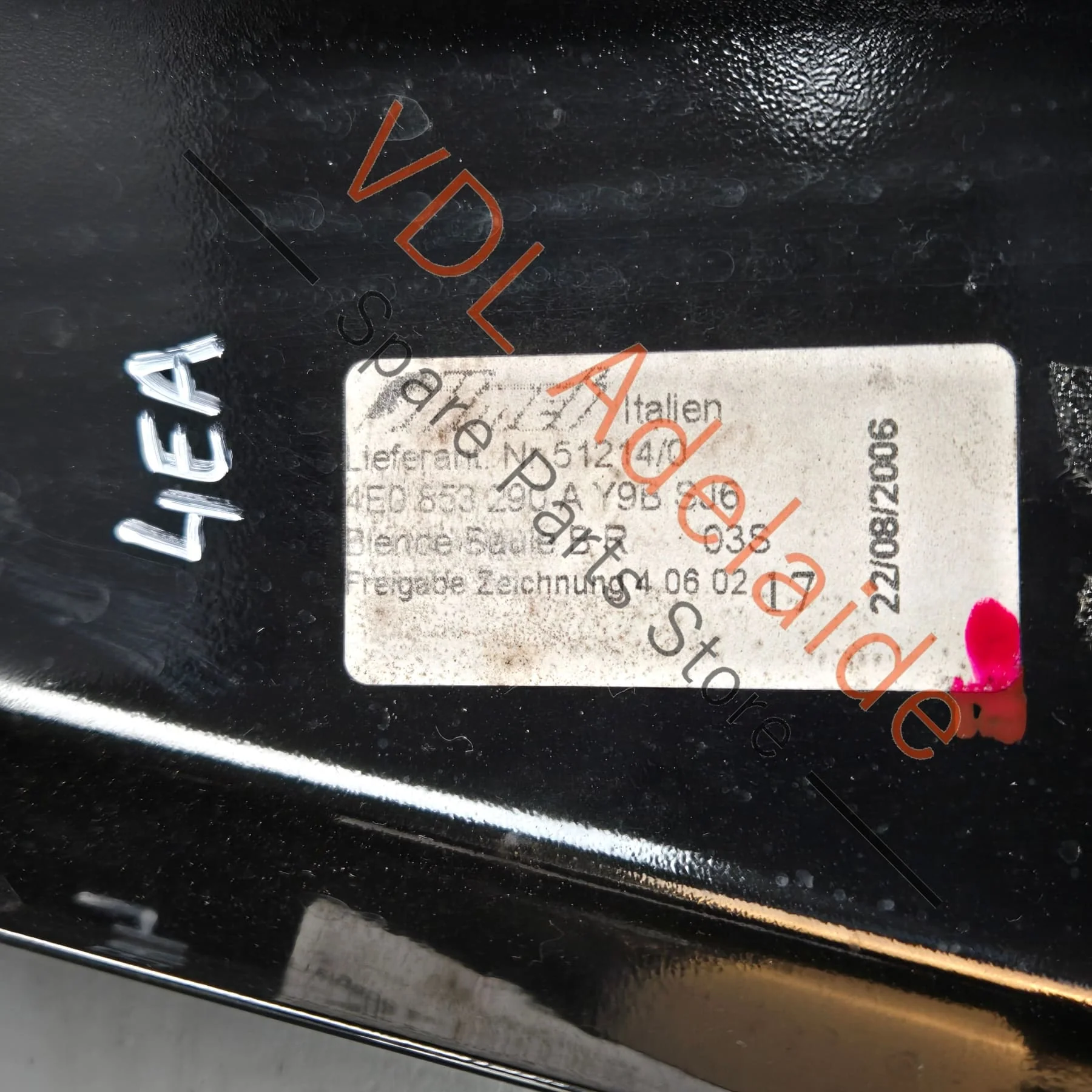 Audi A8 Exterior B Pillar Trim Gloss Black Right 4E0853290A Y9B - Image 7