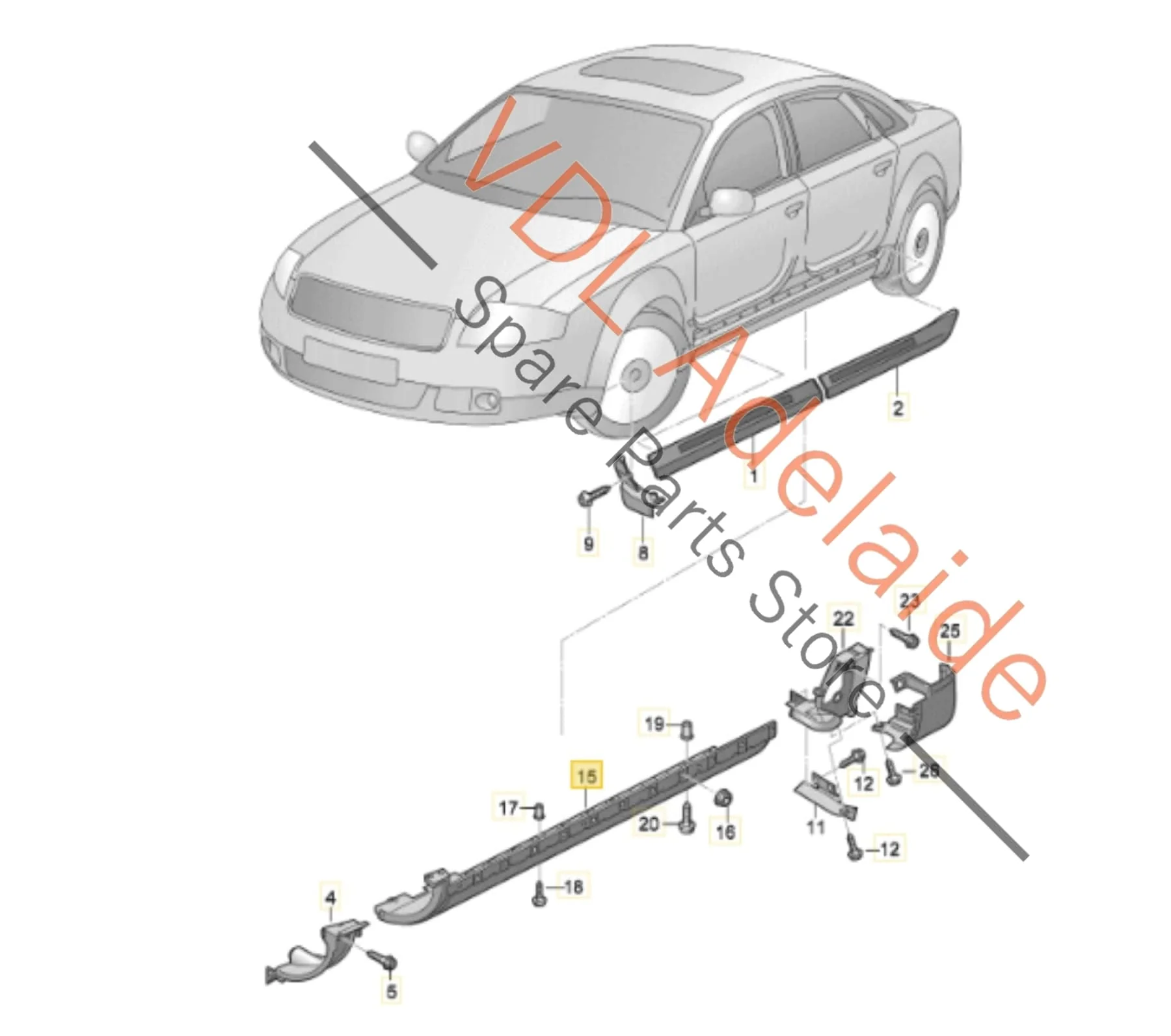 Audi S8 4E Left Side Member Rocker Panel Trim Skirt 4E0853859G - Image 2