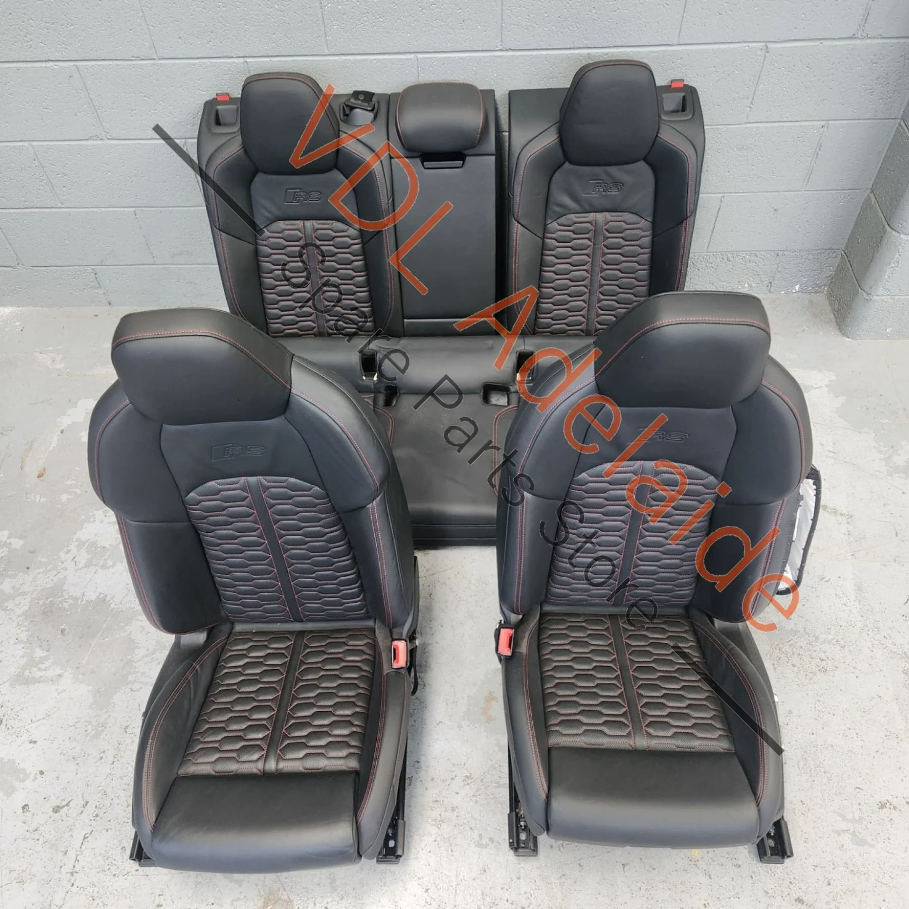 Audi RS7 4K Black Diamond Stitched Leather seat set **left front seat airbag popped**