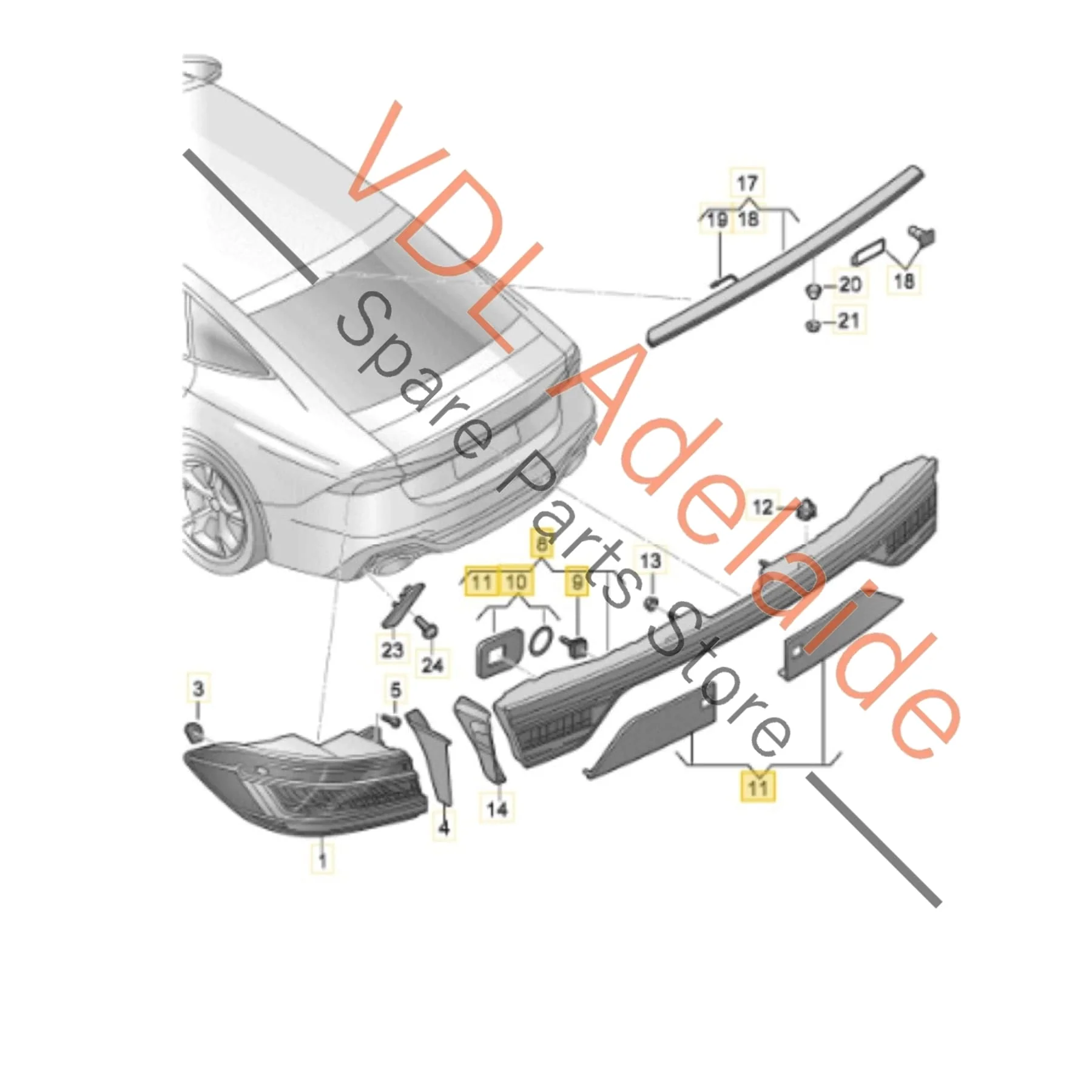Audi A7 S7 RS7 LED Rear Middle Brake Light 4K8945095B - Image 2