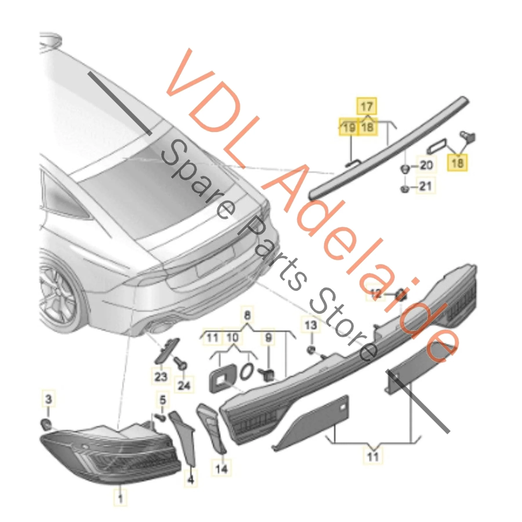 Audi A7 S7 RS7 Rear Third Middle Brake Light for top of window 4K8945097 - Image 2