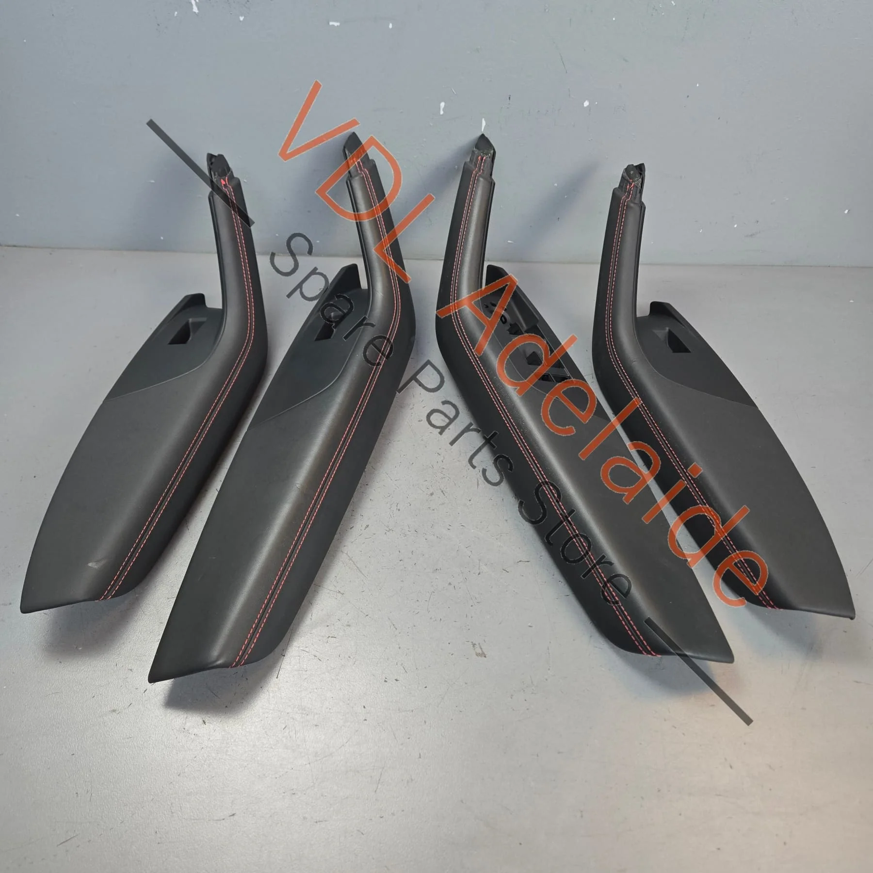 Audi RS7 C8 4K Set of 4x Leather Interior Door Handles with red stitch