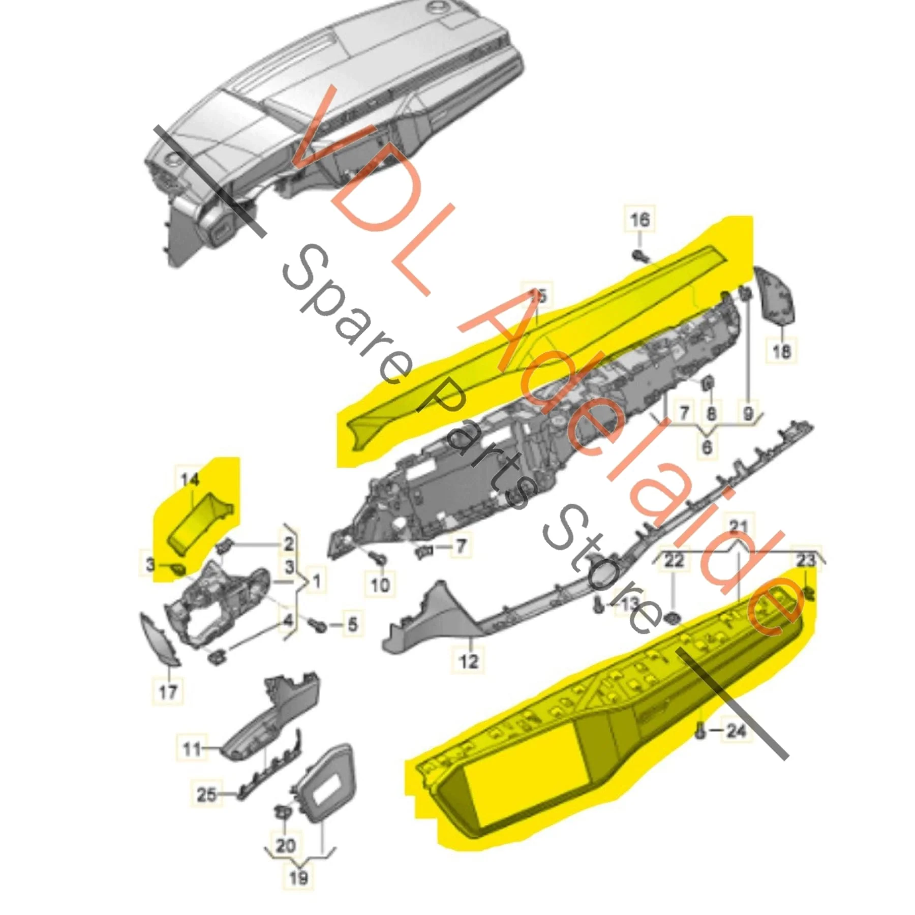 Audi RS6 RS7 Carbon Twill Dashboard Inlay Set for RHD 4K2853189C3ID 4K2853190R3ID 4K2857200GV58 - Image 2