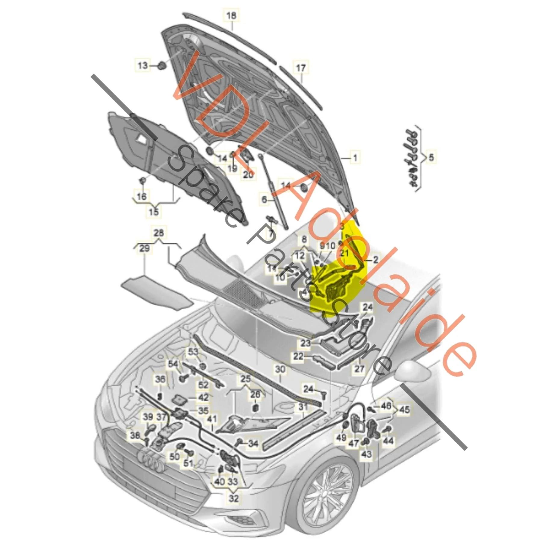 Audi RS7 Genuine Pedestrian Protection Bonnet Hinge Set 4K8823823D 4K8823301 4K8823302 - Image 2