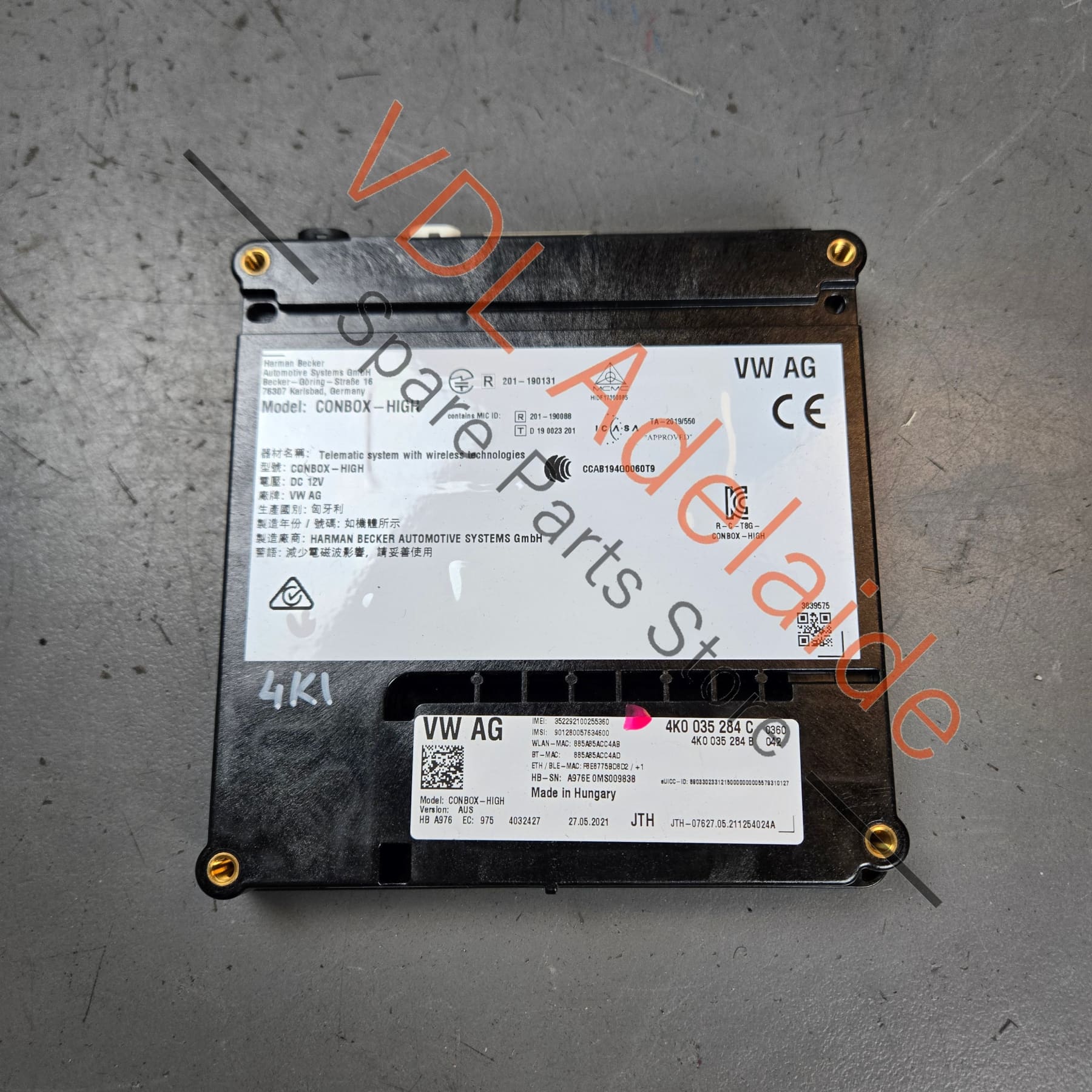 Audi RS7 Porsche Conbox-High Emergency Call Control Module 4K0035284C