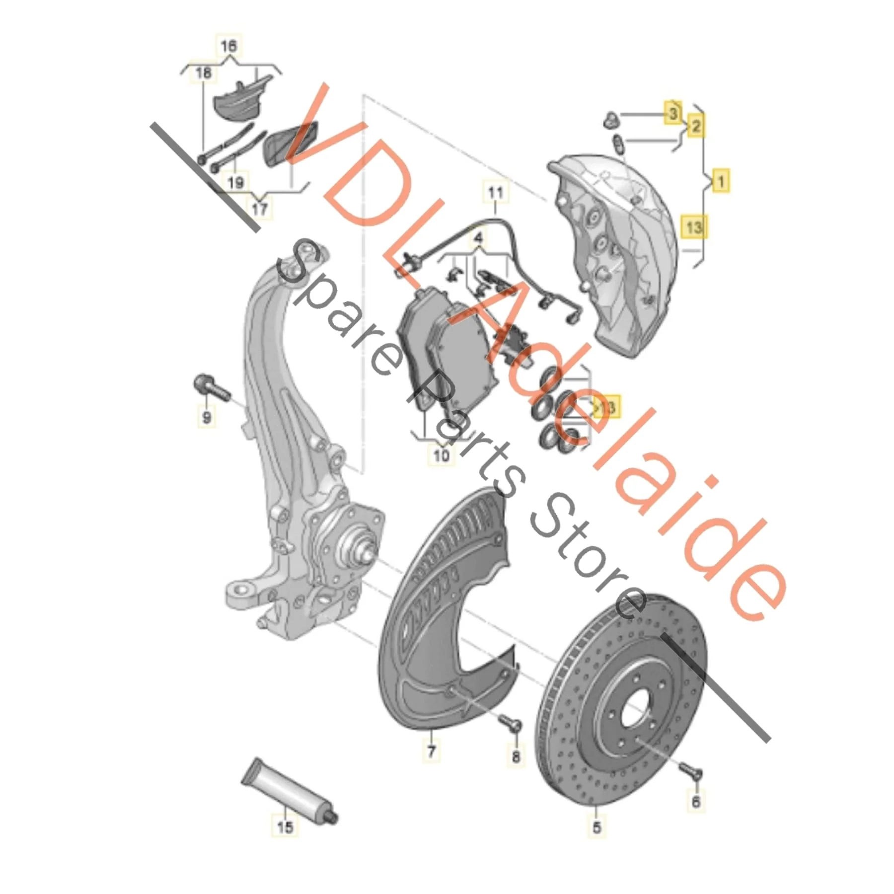 Audi RS6 RS7 Front Carbon Ceramic 8 Piston Brake Caliper Set for 440mm x 40mm rotor - Image 3