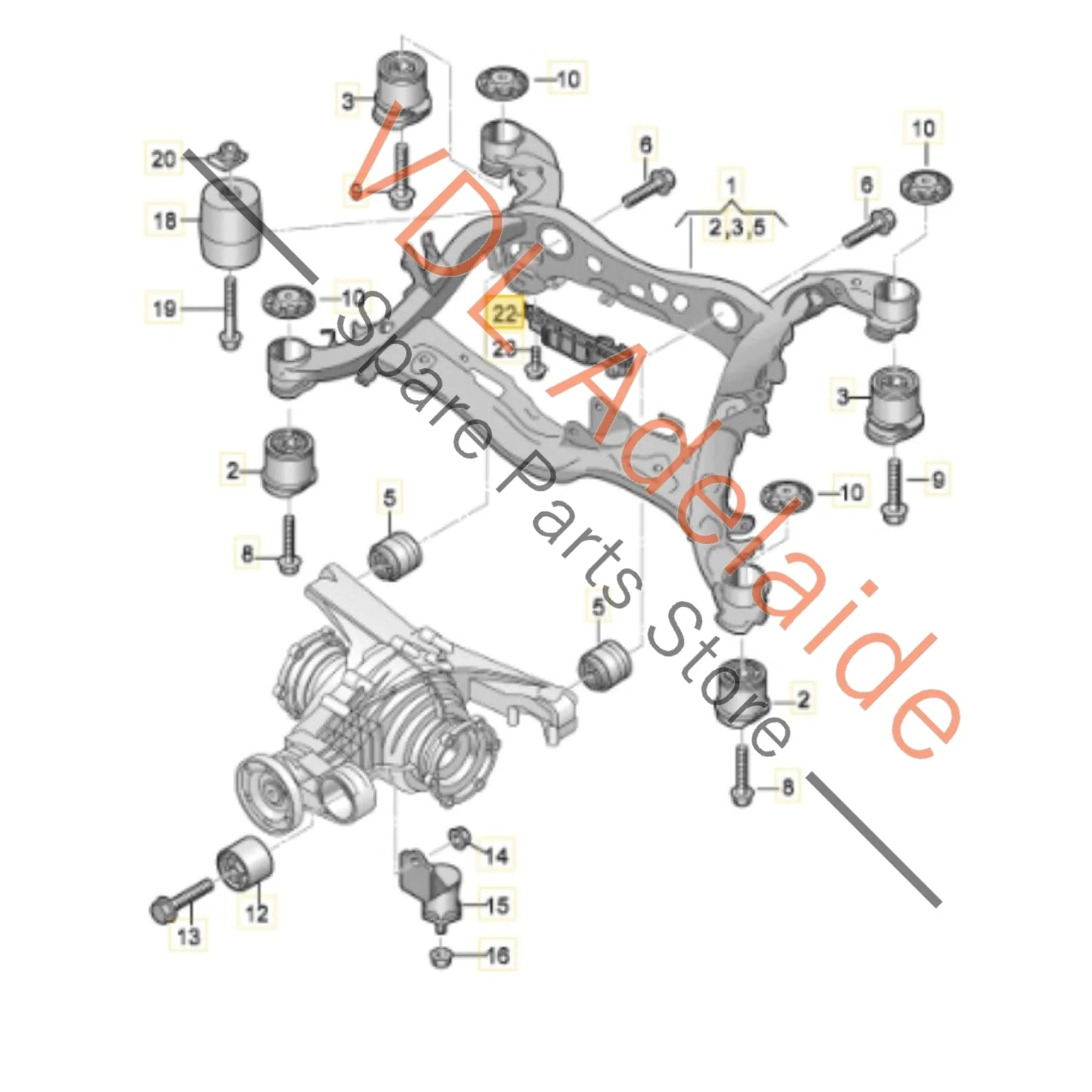 Audi Rear Suspension Differential Support Bracket 4N0505219A - Image 2