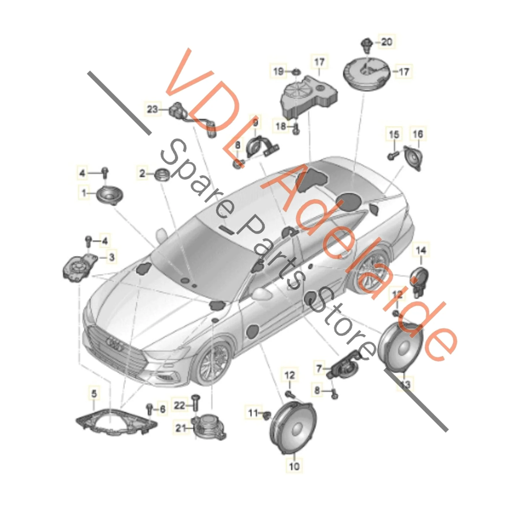Audi RS7 16 Speaker Set Bang Olufsen 4K0035297 4K9035411A 4M0035454B 4K8035416 - Image 2