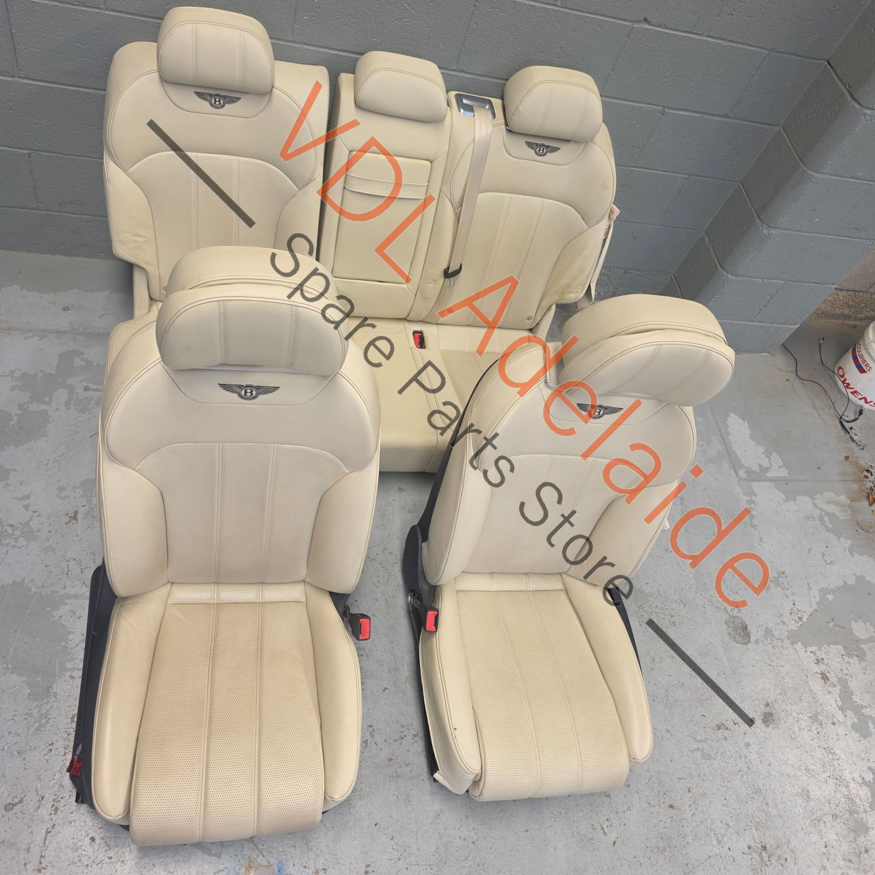 Bentley Bentayga Set of Cream Leather Seats 'Linen' with Contrast Stitching Logo - Image 2