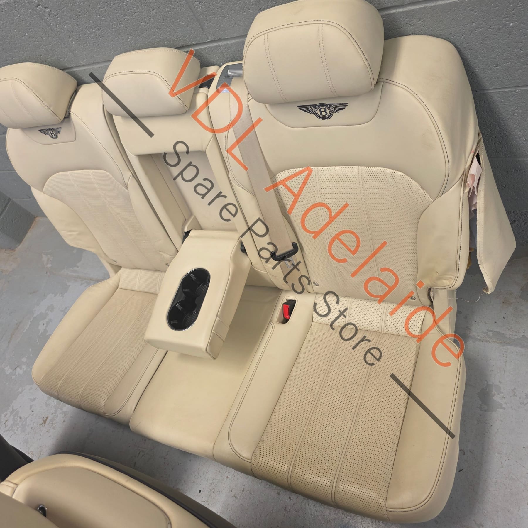 Bentley Bentayga Set of Cream Leather Seats 'Linen' with Contrast Stitching Logo - Image 6