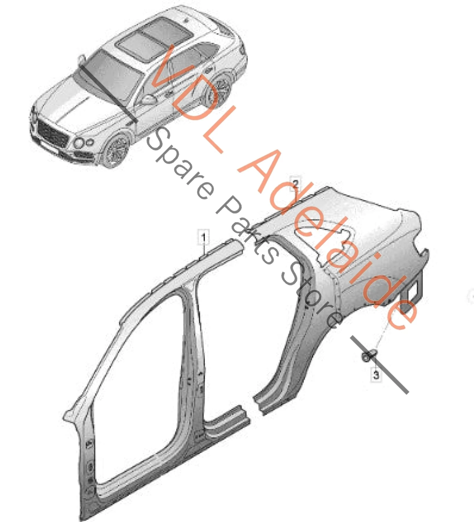 Bentley Bentayga 4V Left Rear Fender Chassis Section Cut - Image 4