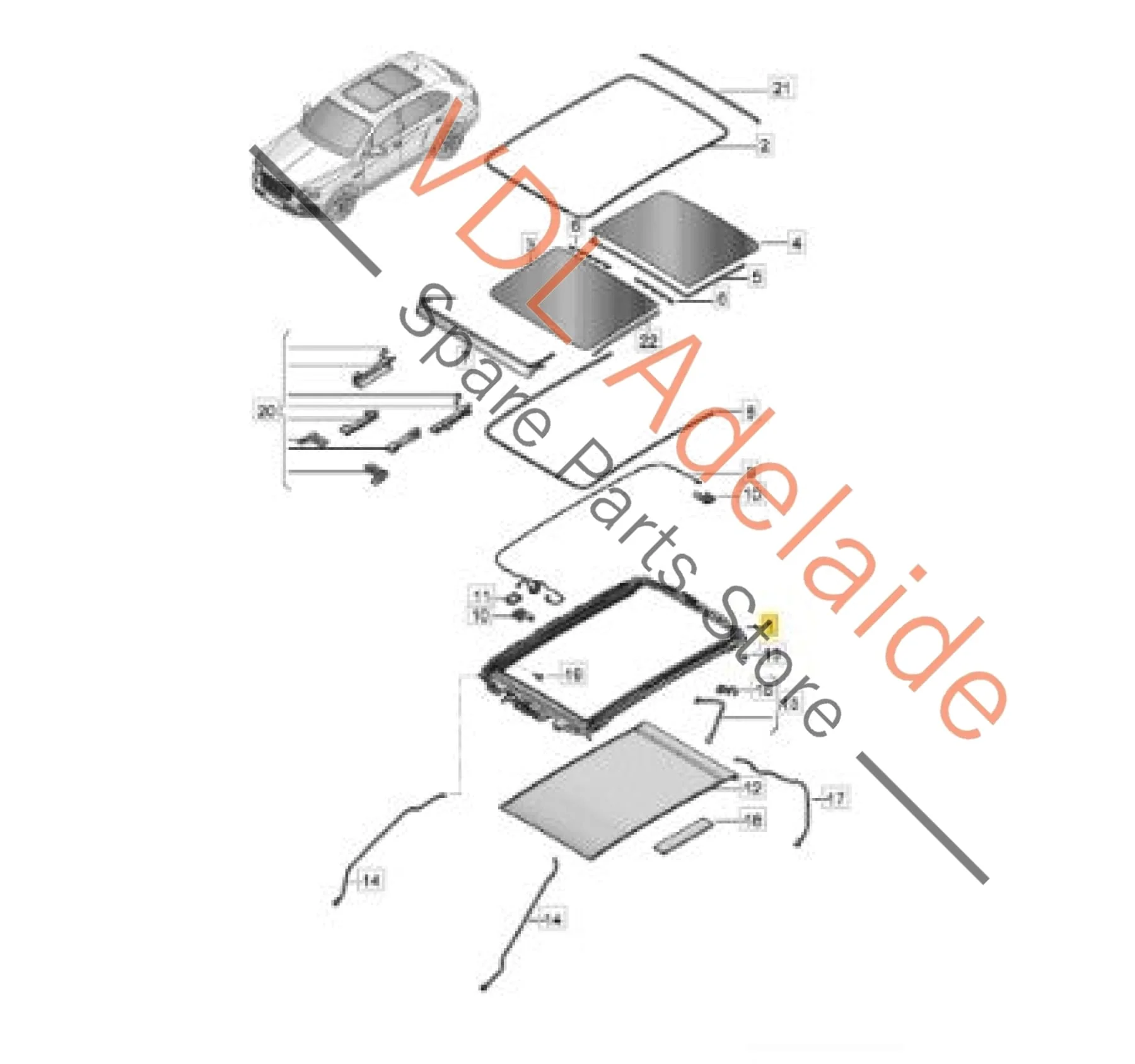 Audi Q7 Touareg CR Bentley Bentayga Panoramic Roof Frame with Sliding rails 4M0877049E - Image 2