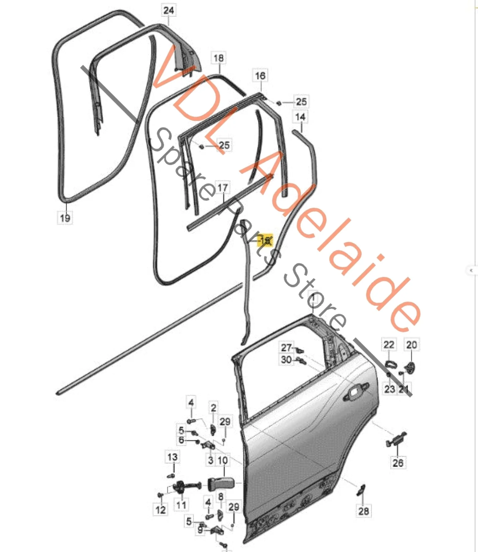 Bentley Bentayga Rear Left Door Seal Inner Gasket 36A839717 - Image 2