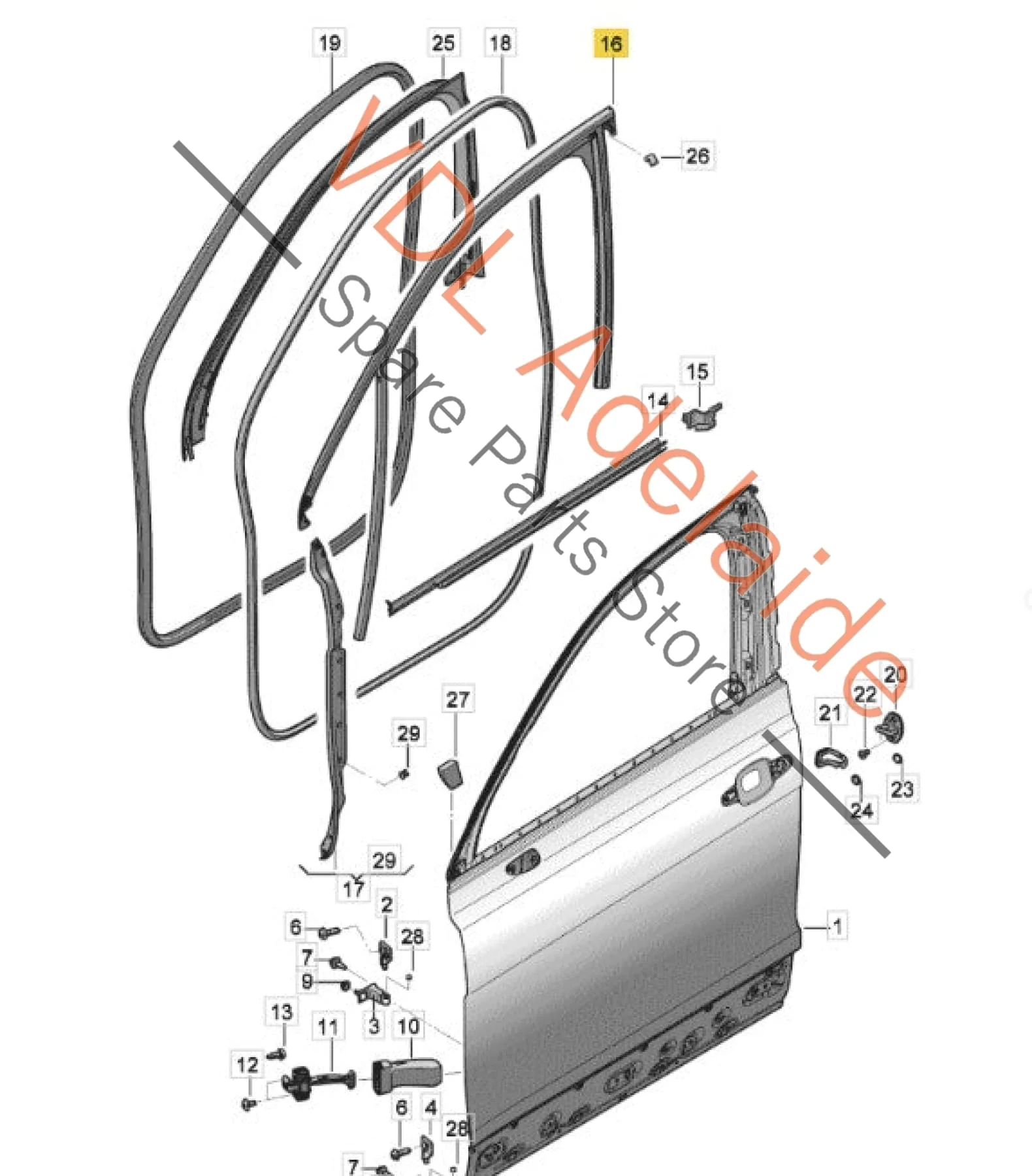 Bentley Bentayga 4V Front Left Window Seal Gasket Rubber 36A837431A - Image 2