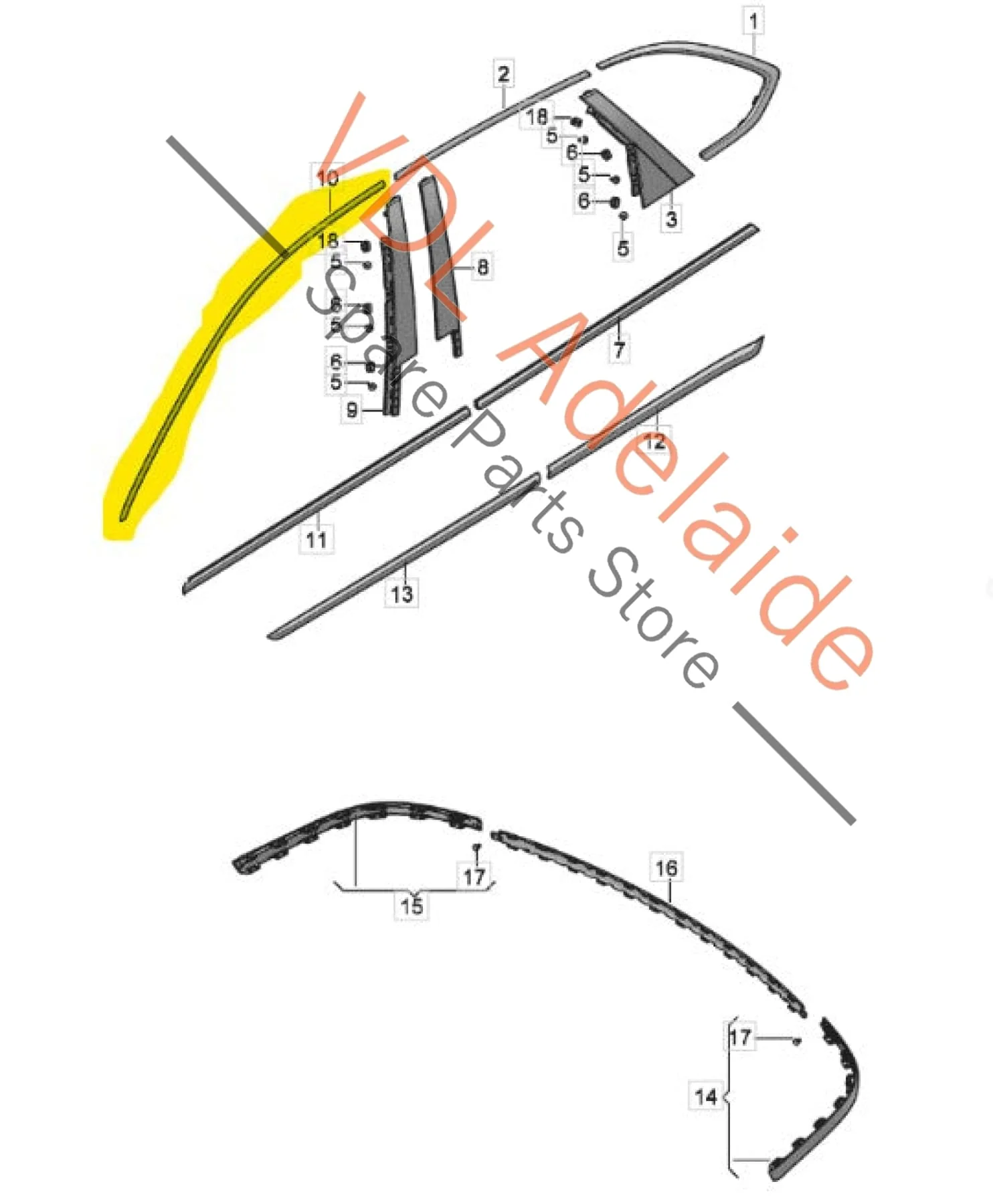 Bentley Bentayga 4V Chrome Door Trim Strip for Window Front Right Upper 36A853986 - Image 3