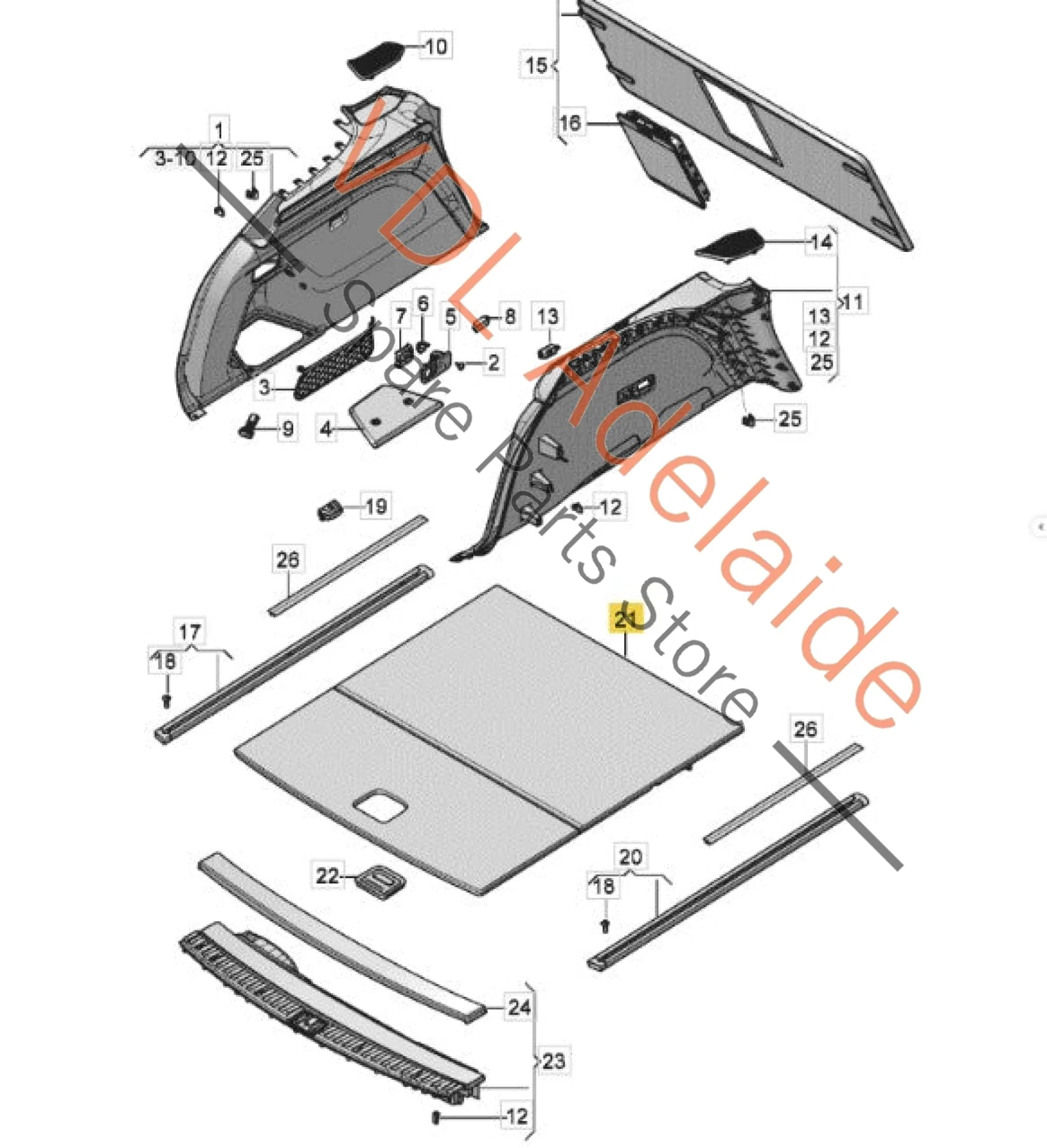 Bentley Bentayga Cargo Floor Panel Carpet Beluga 36A863462A 4BH - Image 2