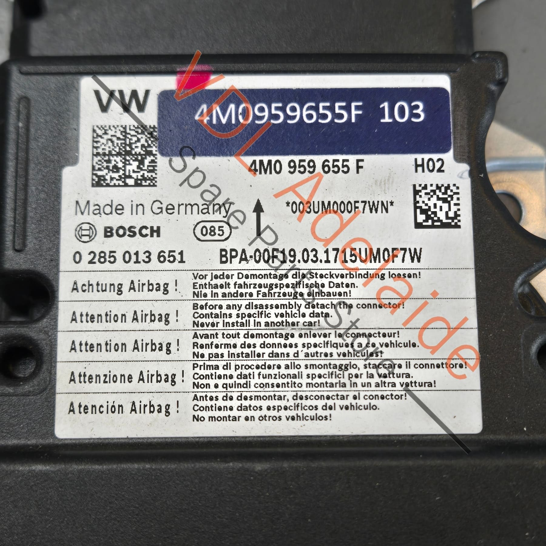 Bentley Bentayga Airbag Control Unit SRS 4M0959655F - Image 2