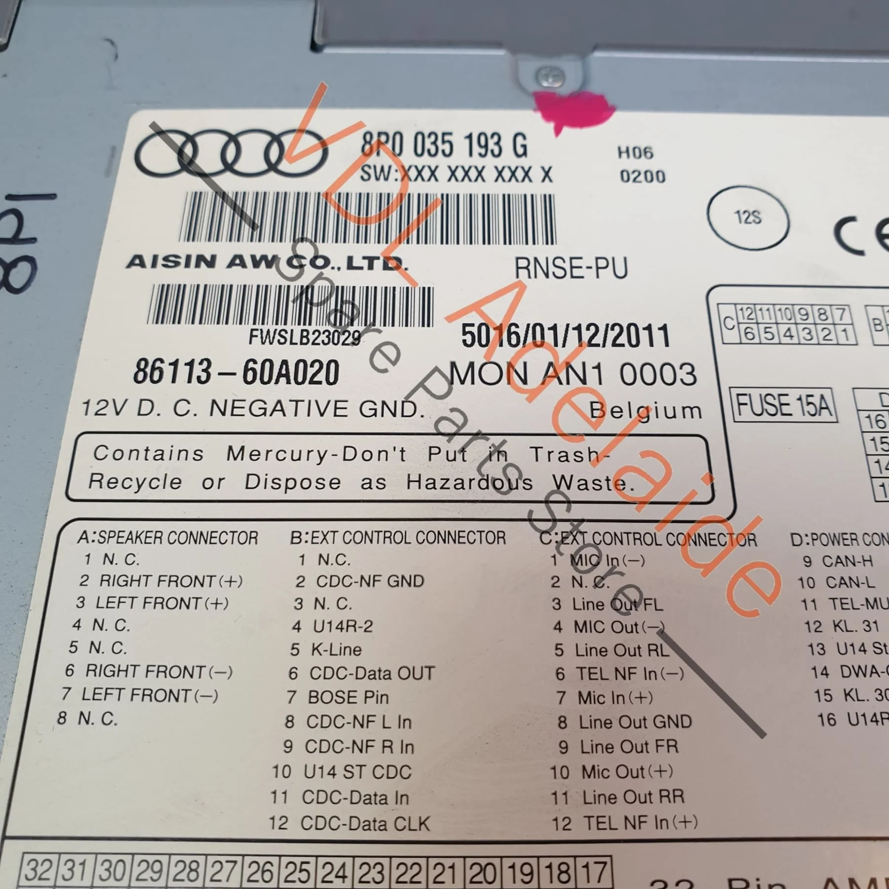 Audi A3 S3 8P Radio Satnav Dash Main Unit RNSE RNS-E 8P0035193G - Image 9