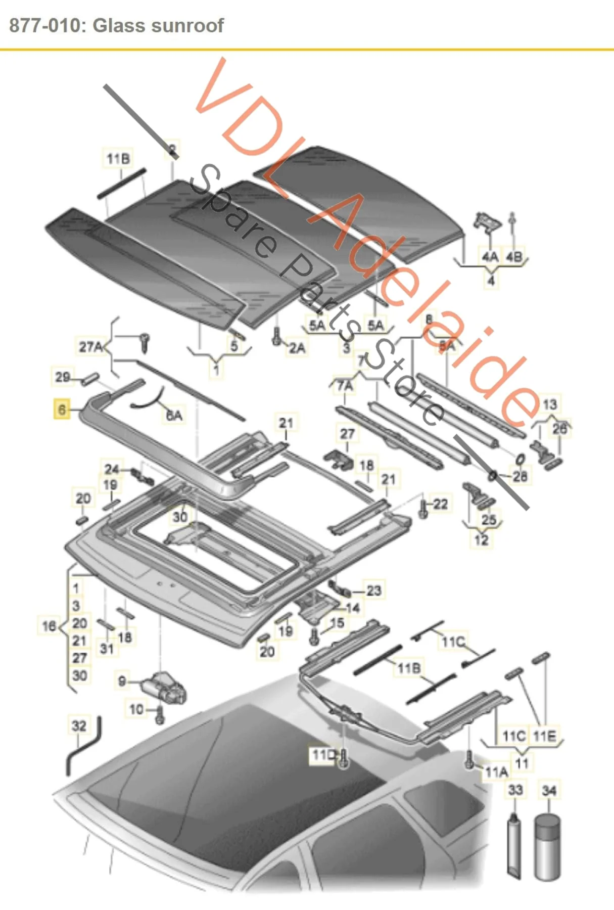 Audi A3 S3 Panoramic Sunroof Wind Deflector 8P4877651A - Image 2