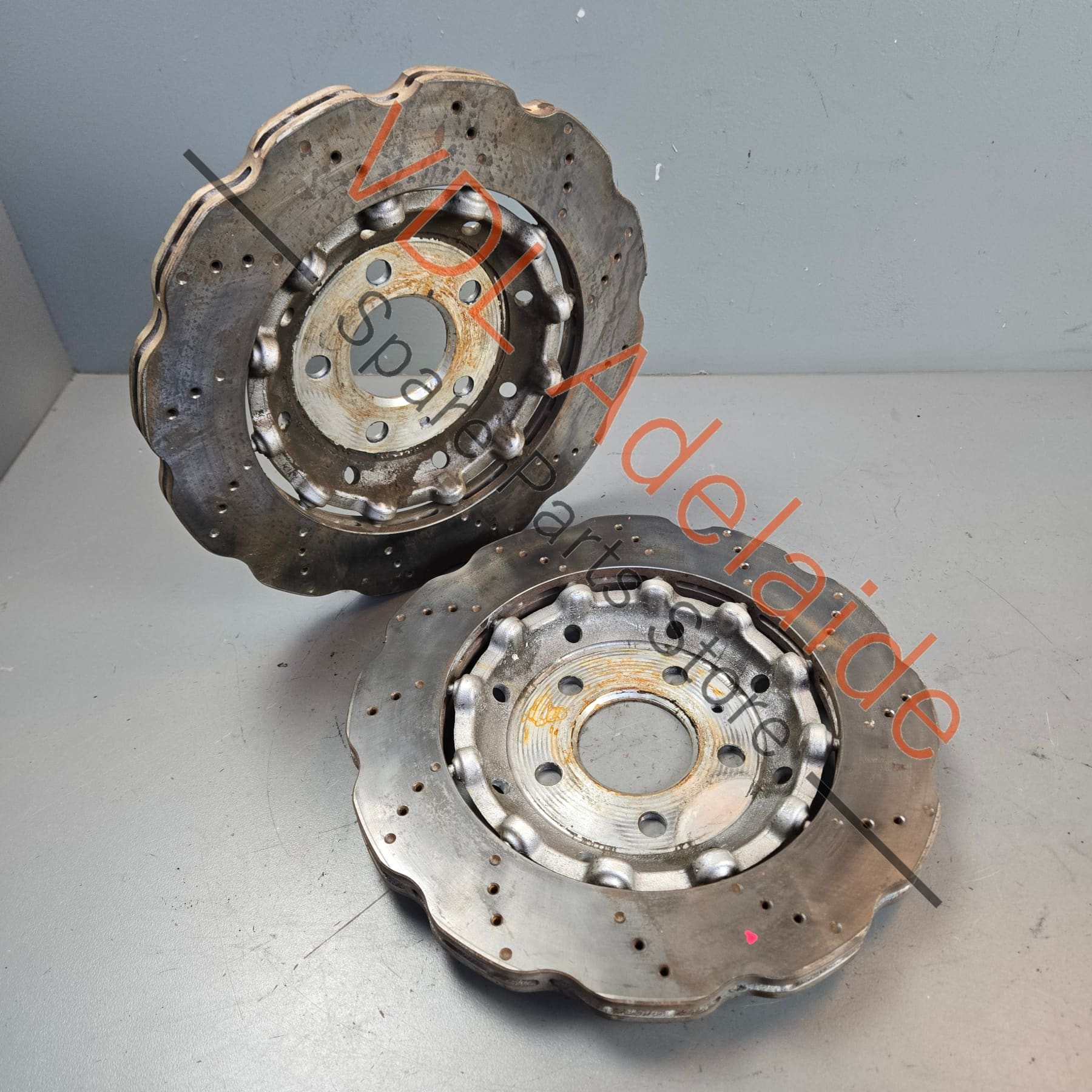 Audi R8 RS4 RS5 Rear Brake Disc Rotors Pair with Hats 8T0615601A 330 x 22 ARX48221 Wavey - Image 2
