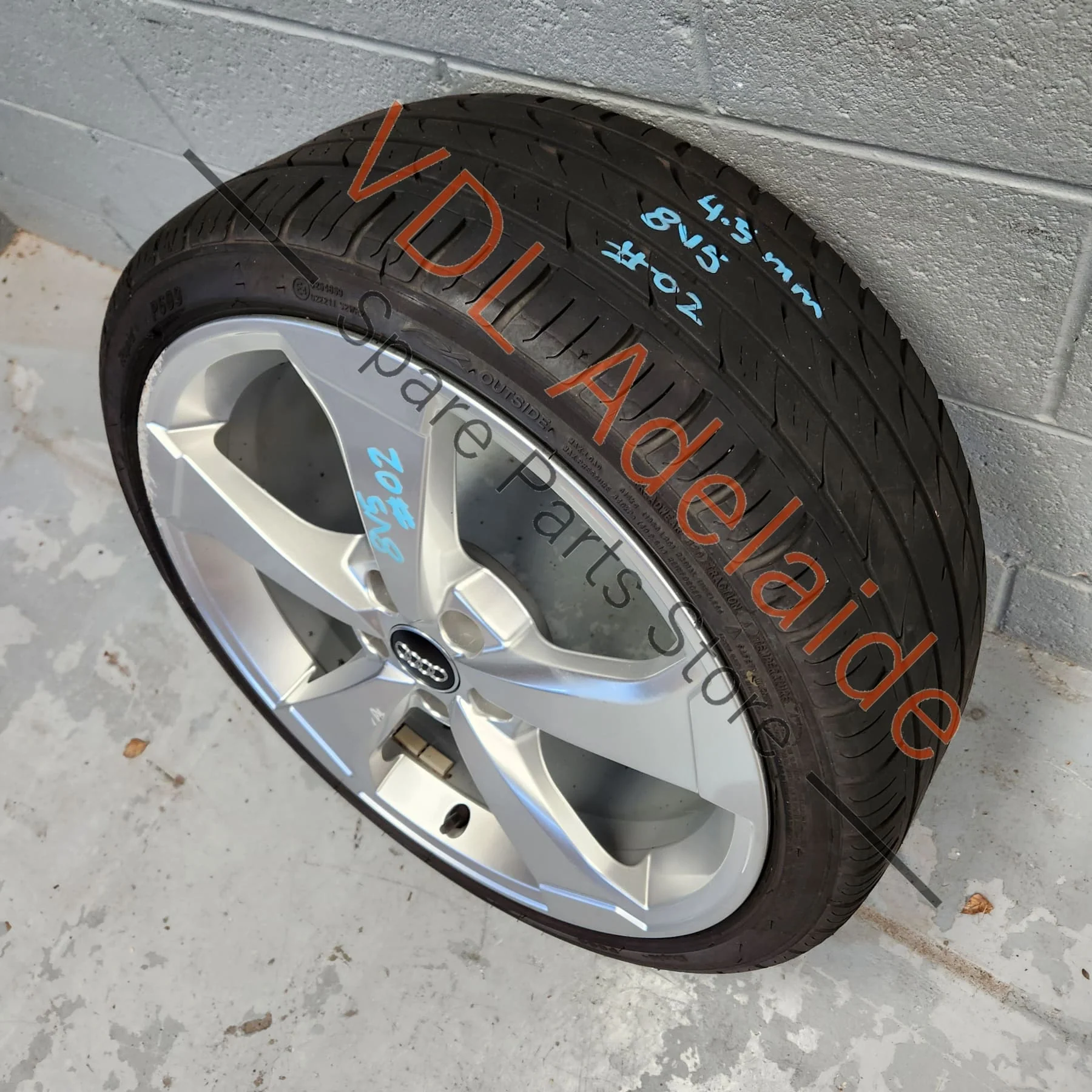 Genuine Audi 8V S3 RS3 5 Spoke 19 x 8 ET49 Rotor Design Alloy Wheel with Tyre #02 8V0601025CE - Image 2