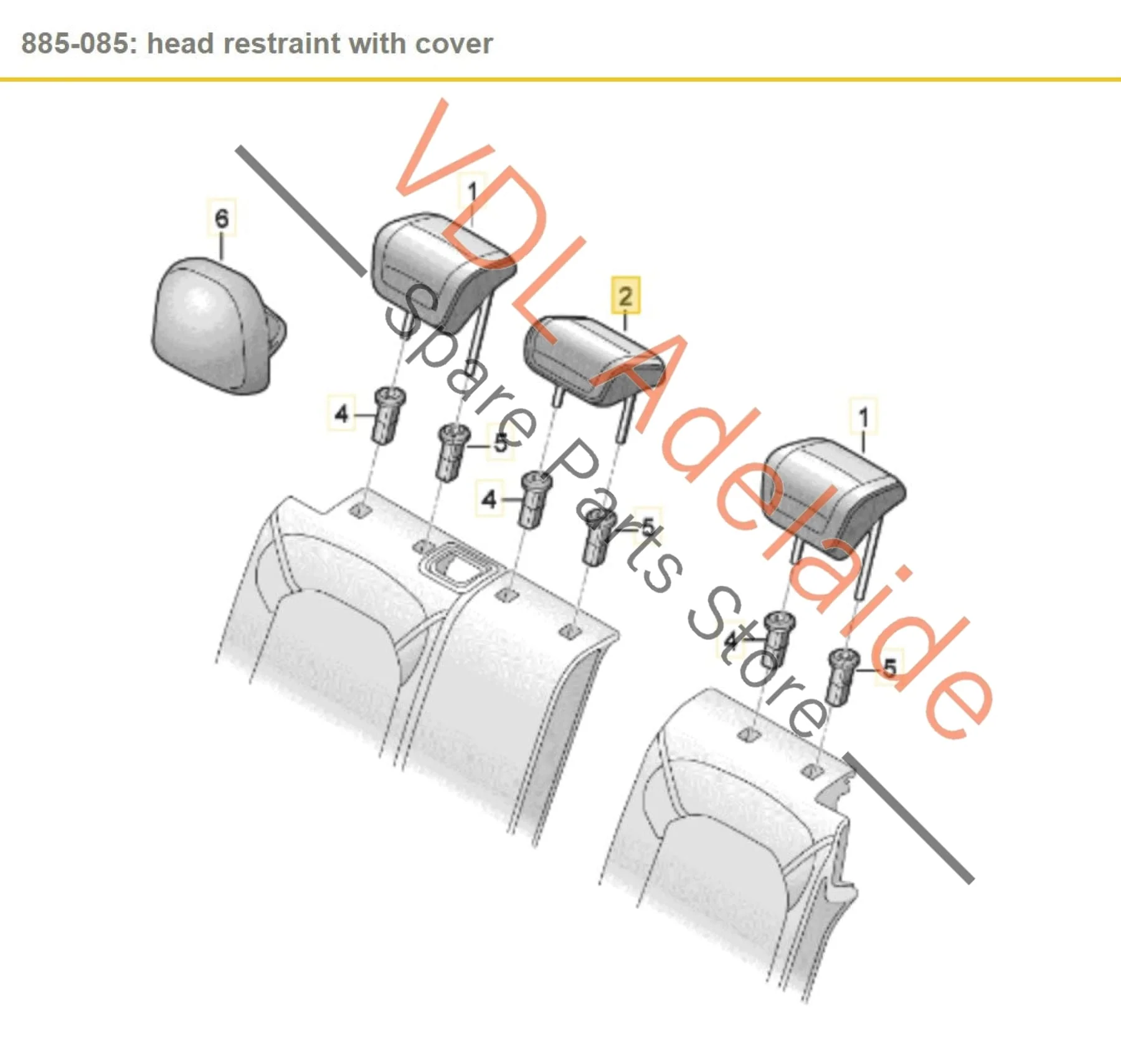 Audi RS3 8V Rear Middle Centre Head Rest Leather Soul Black Cliff Grey 8V0885975C WJC - Image 2