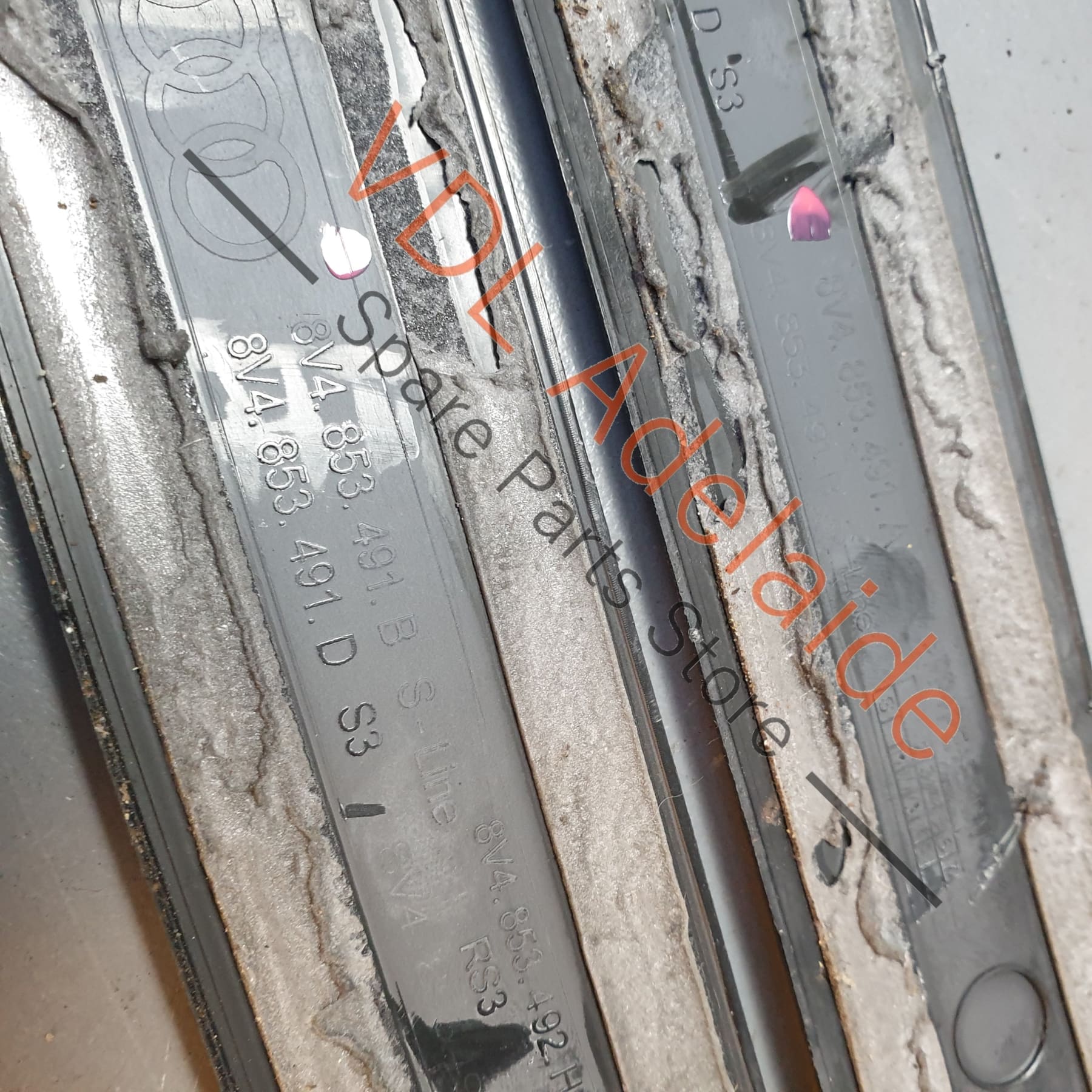 Audi RS3 8V Door Sill Trim Entry Insert Brushed Aluminium Pair - Image 3