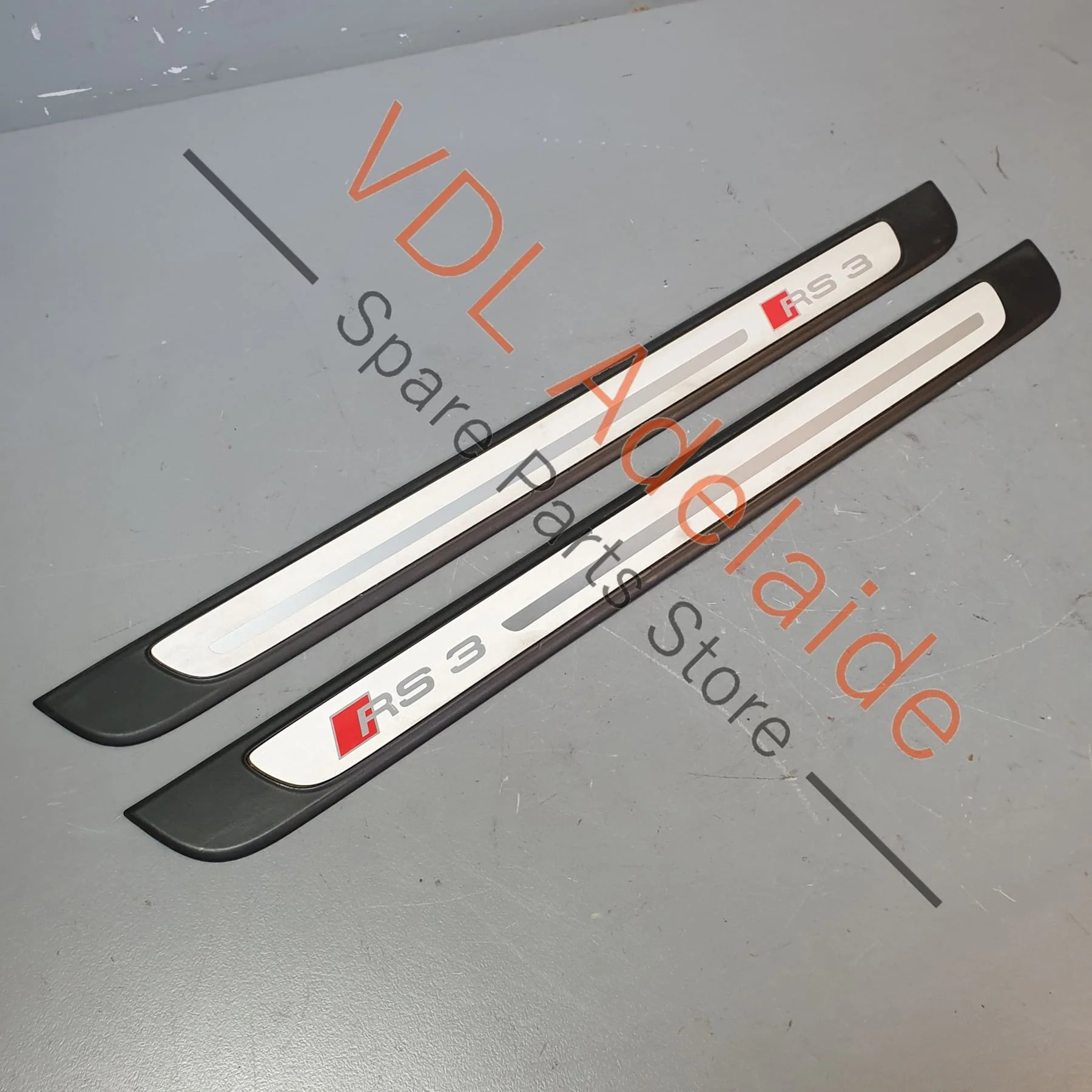 Audi RS3 8V Door Sill Trim Entry Insert Brushed Aluminium Pair - Image 5