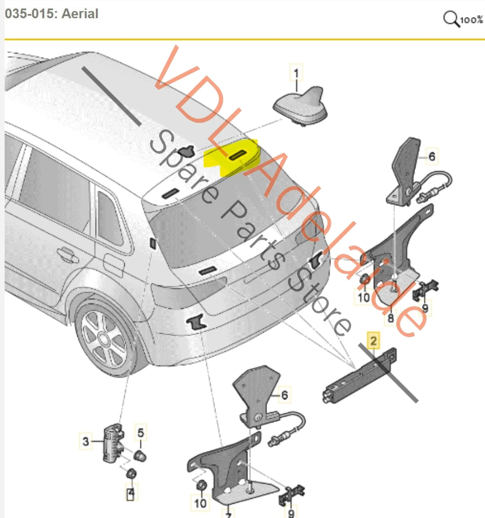Audi RS3 S3 A3 8V Rear Right Upper Aerial Amplifier 8V4035225D - Image 2