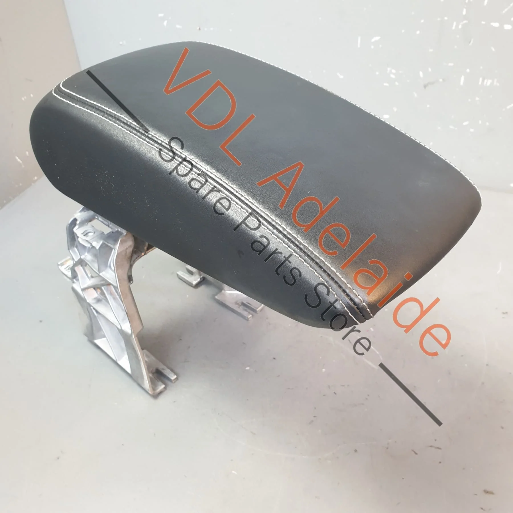 Audi A3 S3 RS3 Middle Centre Armrest Black Leather w White Stitch