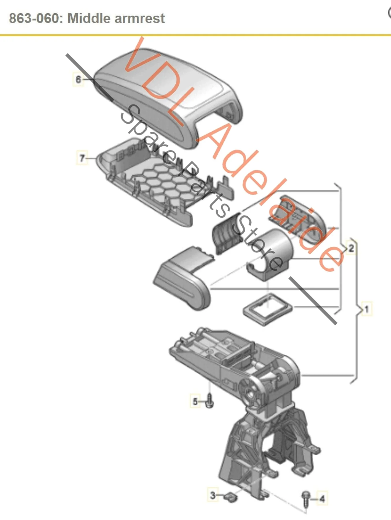 Audi A3 S3 RS3 Middle Centre Armrest Black Leather w White Stitch - Image 2