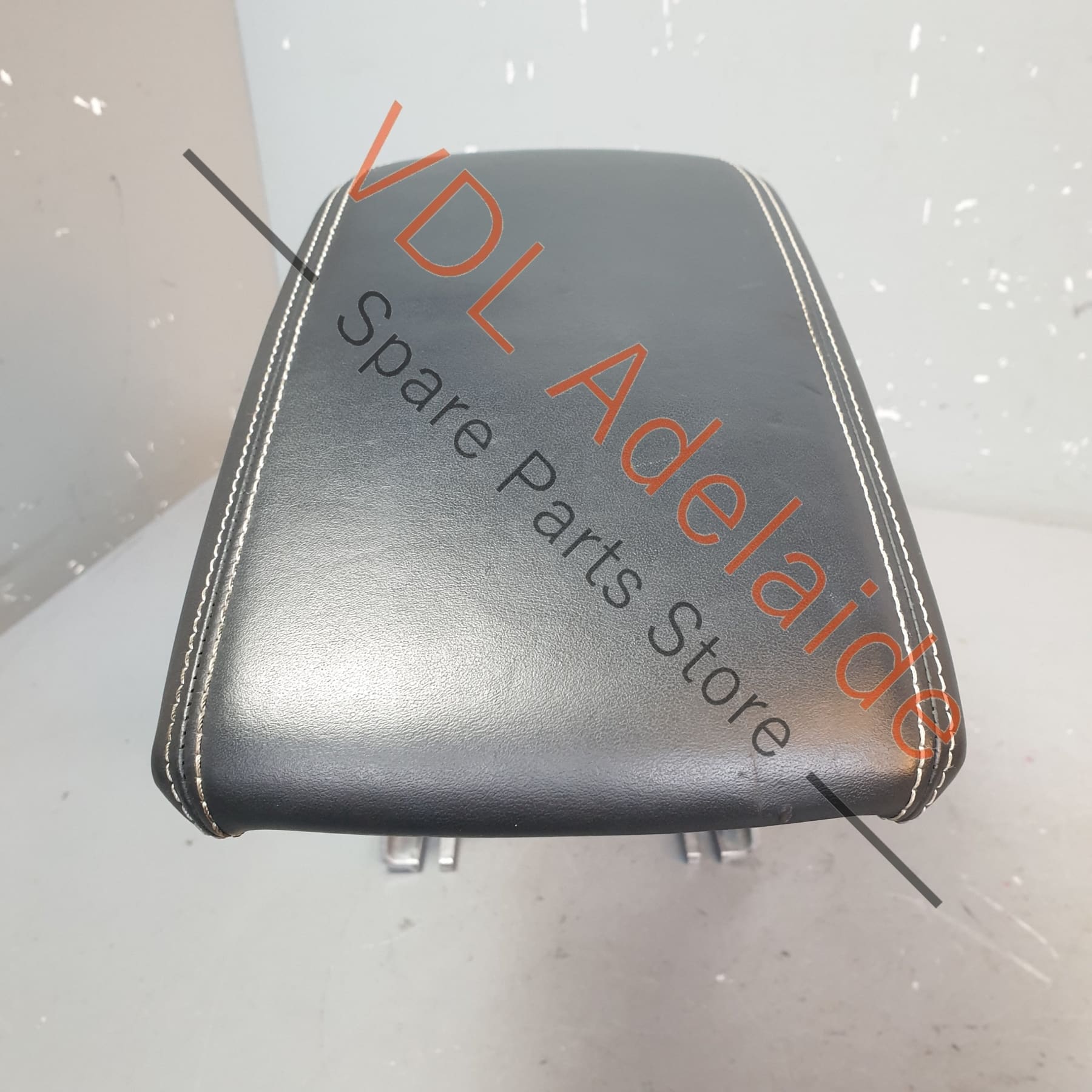 Audi A3 S3 RS3 Middle Centre Armrest Black Leather w White Stitch - Image 3