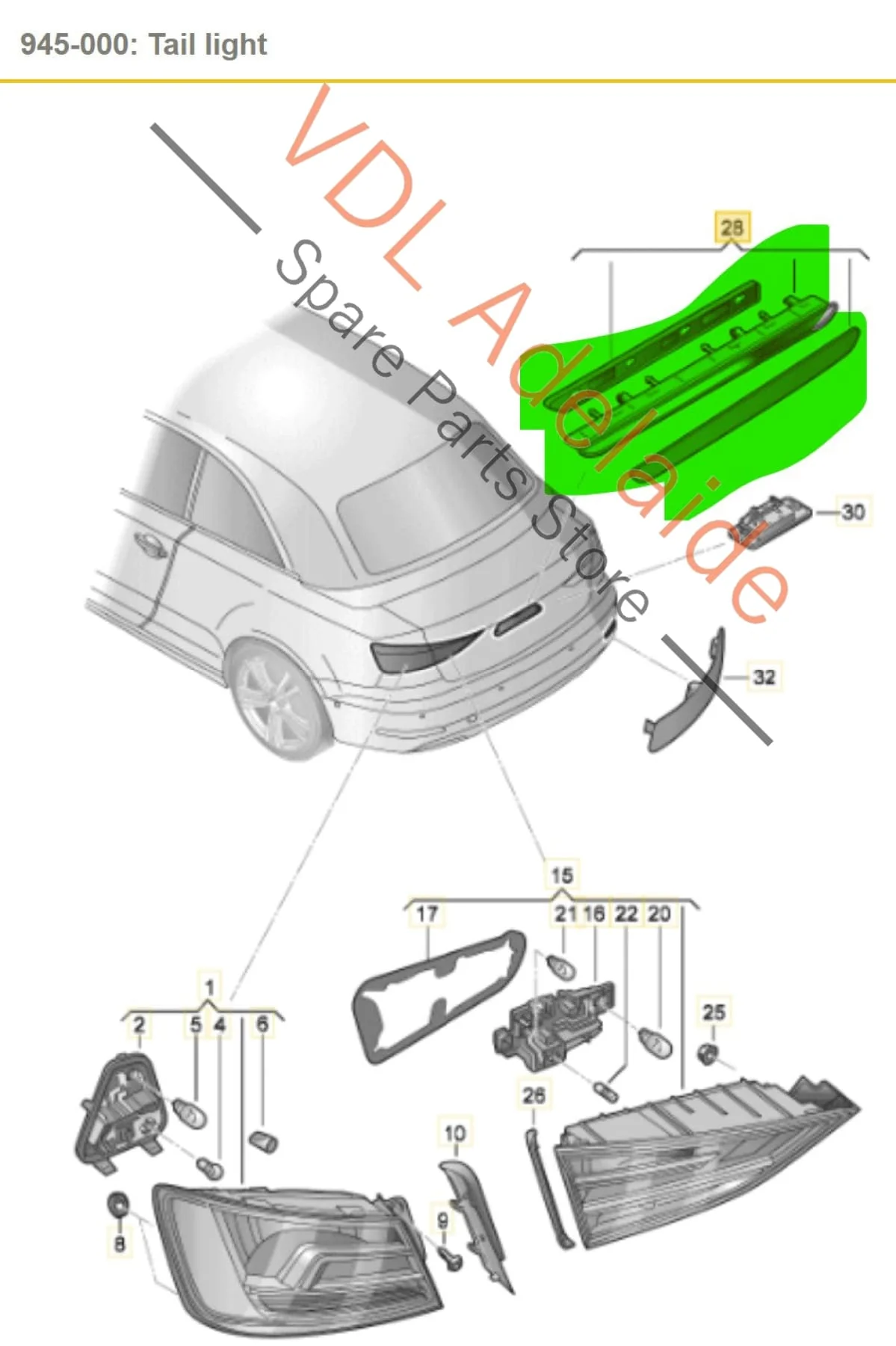 Audi A3 S3 Thrid Middle Centre High Level Brake Light 8V7945087 - Image 2