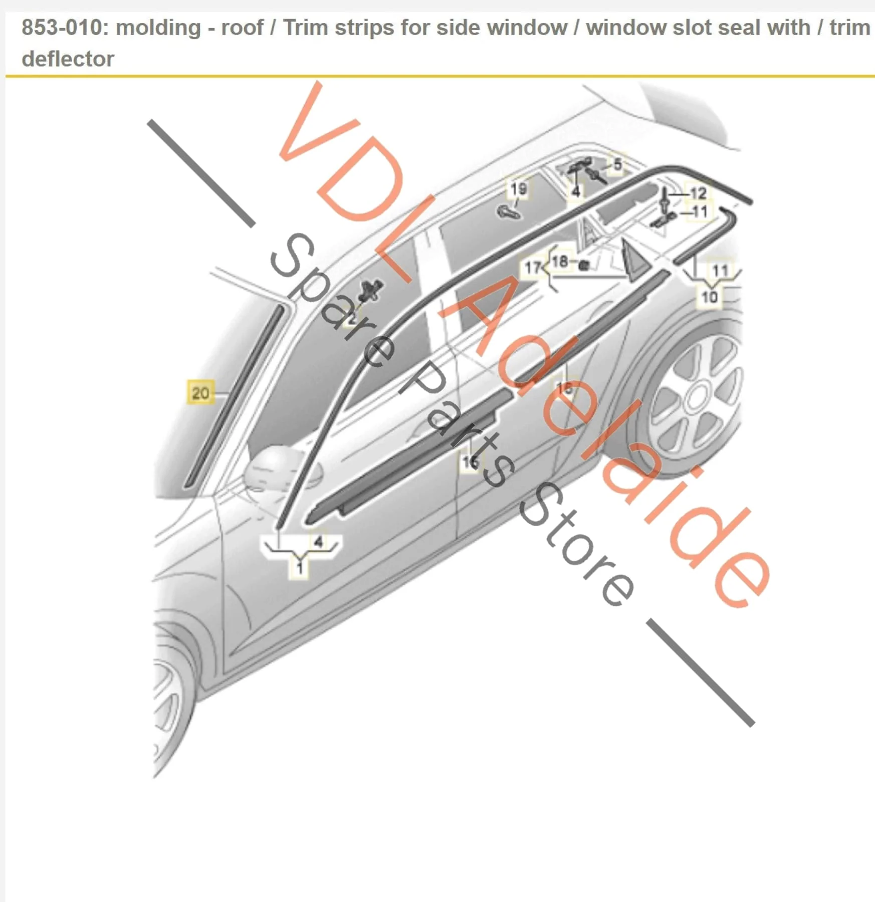 Audi A3 S3 RS3 8V Sportback Windscreen Exterior Deflector Strip Trim Left 8V3854327C - Image 2