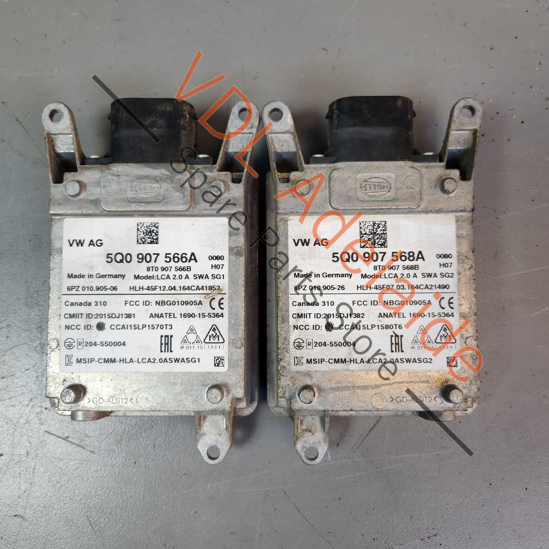 Audi RS3 8V Matching Pair of Control Units Radar Lane Change Assist Master & Slave Right & Left 5Q0907566A 5Q0907568A