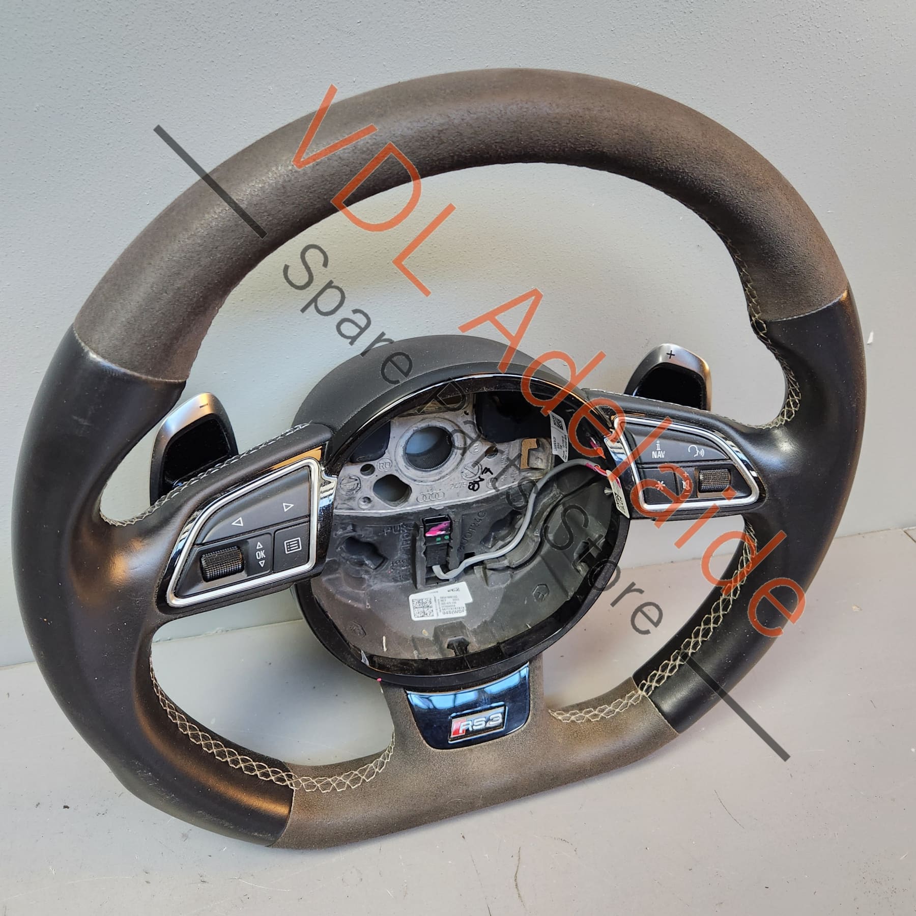 Audi A3 S3 RS3 8V Alcantara Flat Bottom Sport Steering Wheel Black 8V0419091AG MCY - Image 10