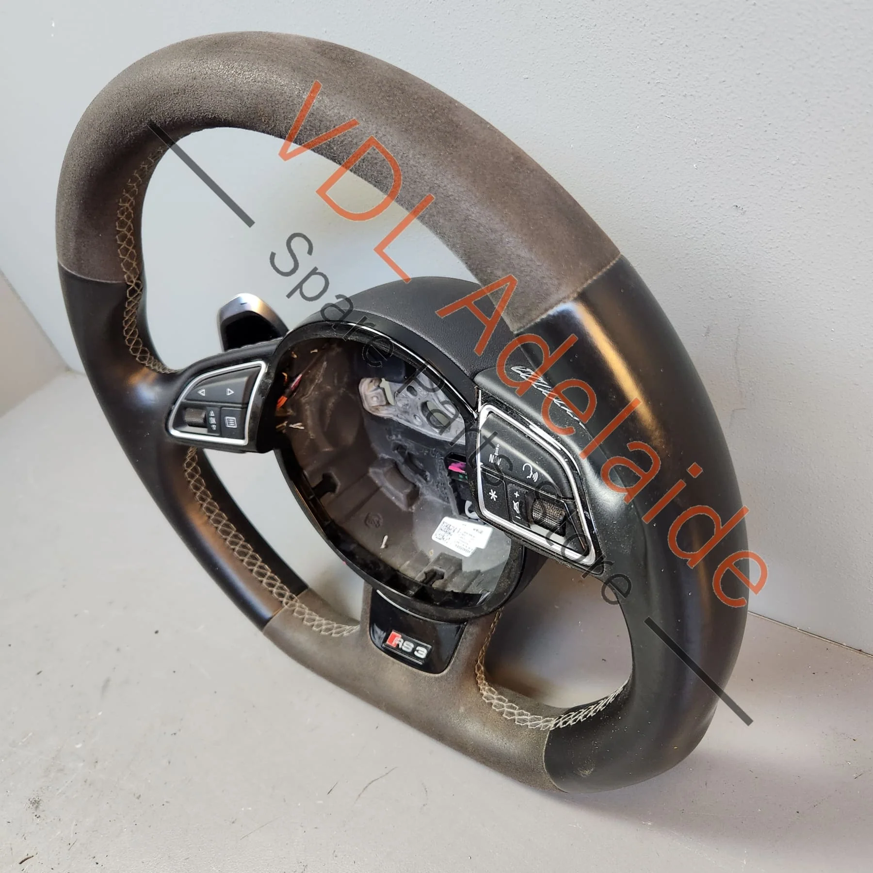 Audi A3 S3 RS3 8V Alcantara Flat Bottom Sport Steering Wheel Black 8V0419091AG MCY - Image 9