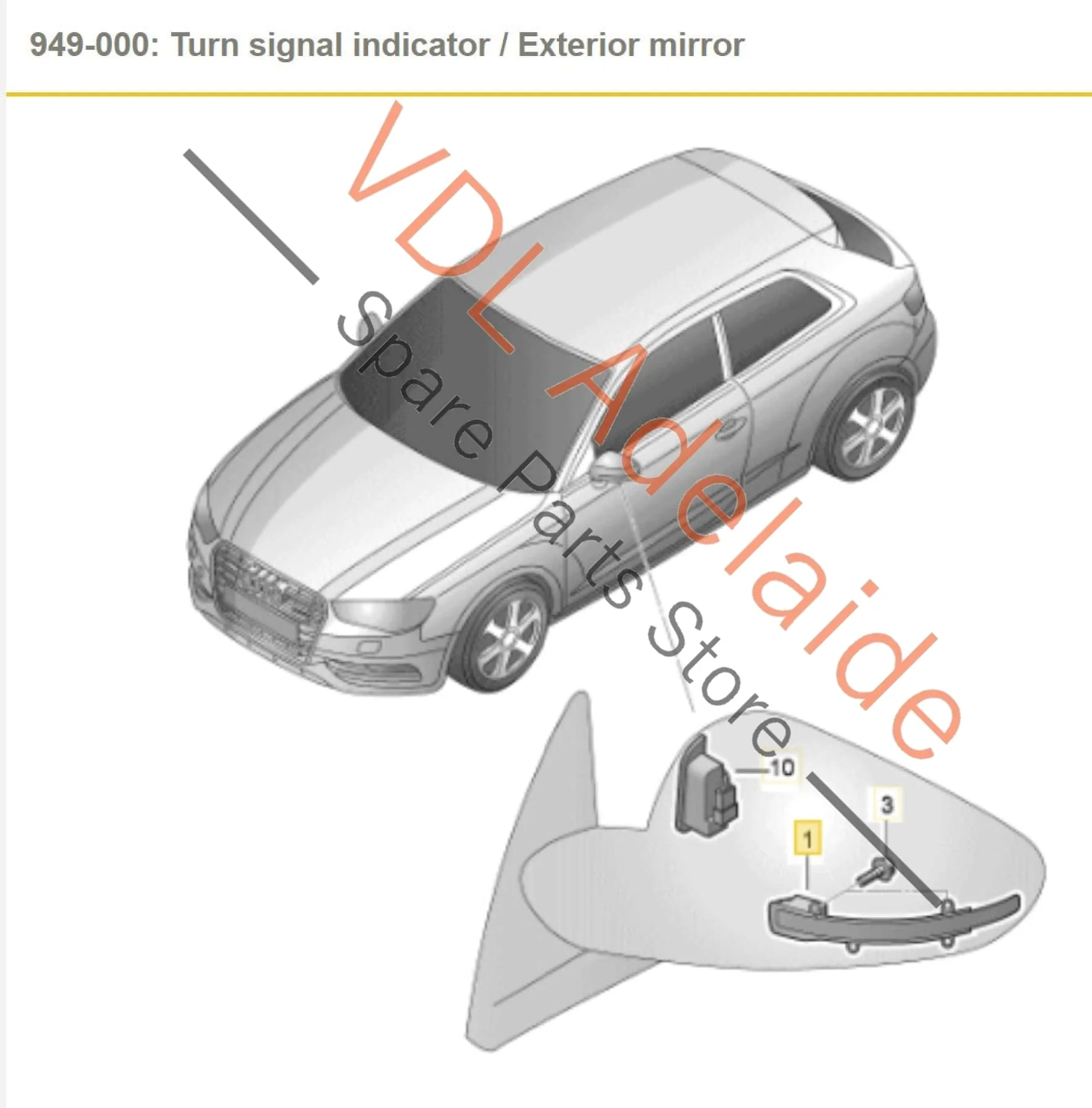 Audi A3 S3 RS3 8V Right Side Mirror Indicator Light Flasher 8V0949102 - Image 2