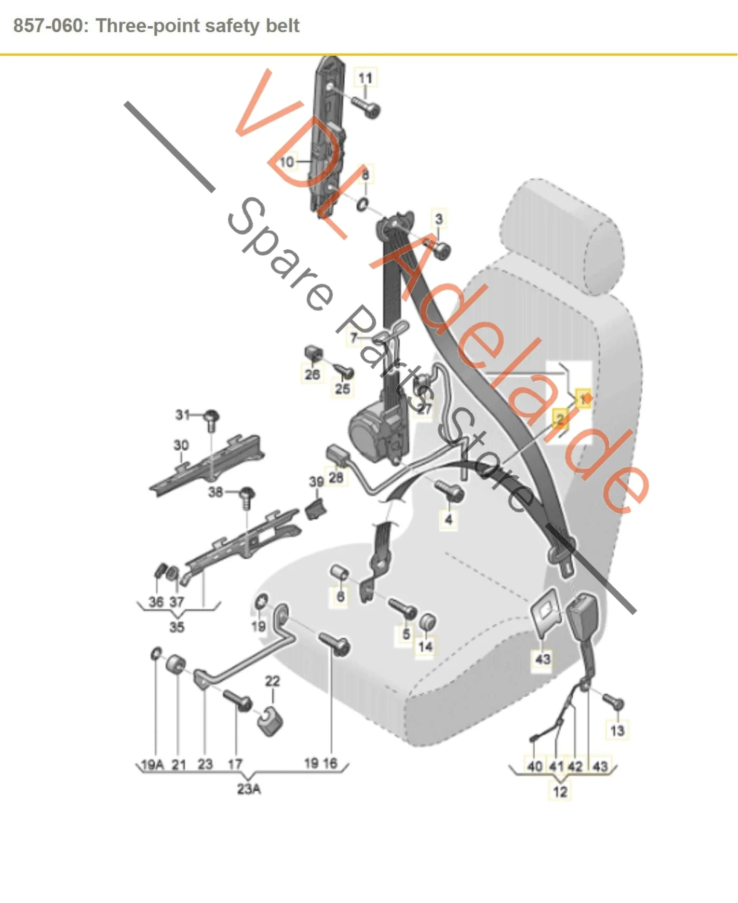 Audi A3 S3 RS3 8V Left Front Seat Belt Seatbelt 8V5857705E V04 - Image 2