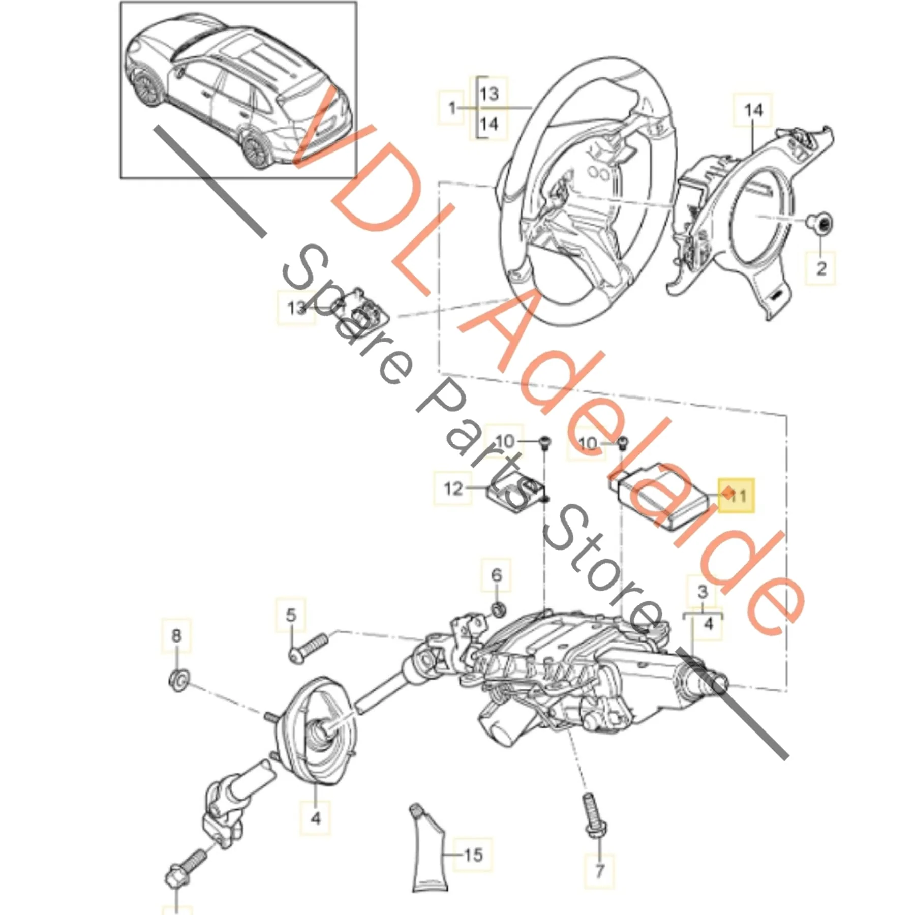 Porsche Cayenne 958 Steering Column Lock Module Mechanism 7PP905852C - Image 2
