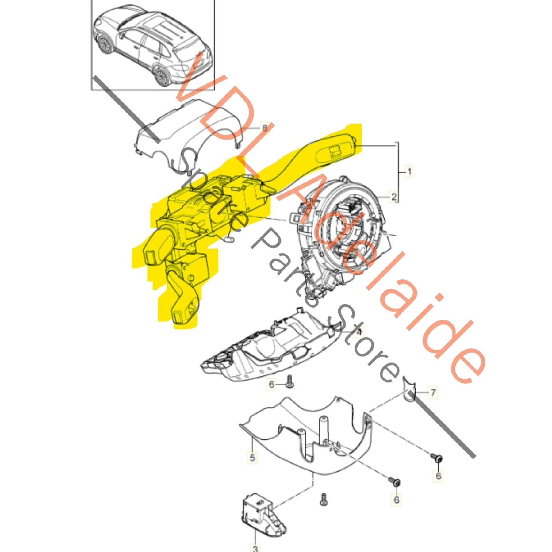 Porsche Cayenne 958 Indicator Stalk Cruise Wiper Switch 95861307103 7P5953507S - Image 2