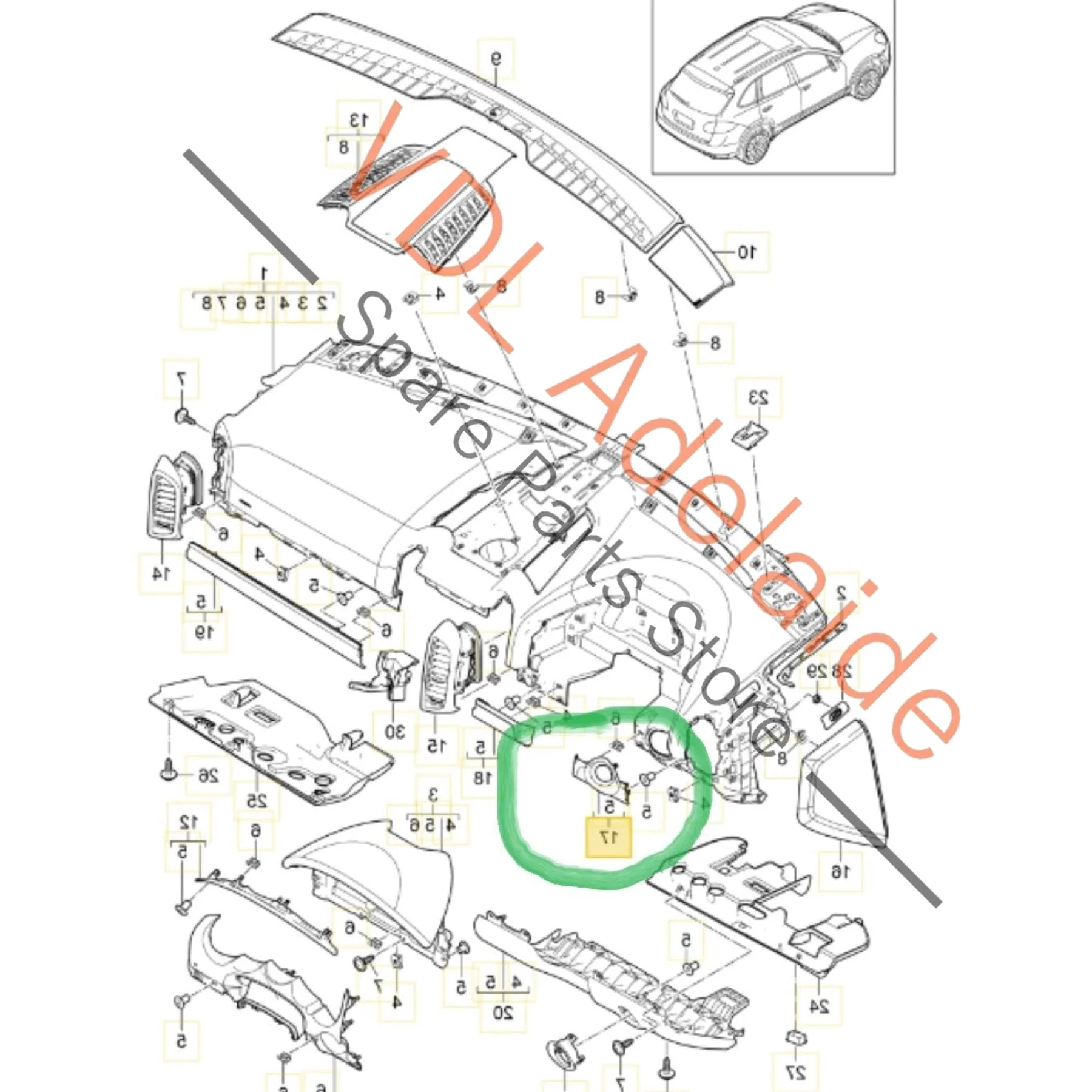 Porsche Cayenne 958 92A Gloss Black Dashboard Key Hole Trim for RHD models 7P5857221N 95855222106 6BB - Image 2