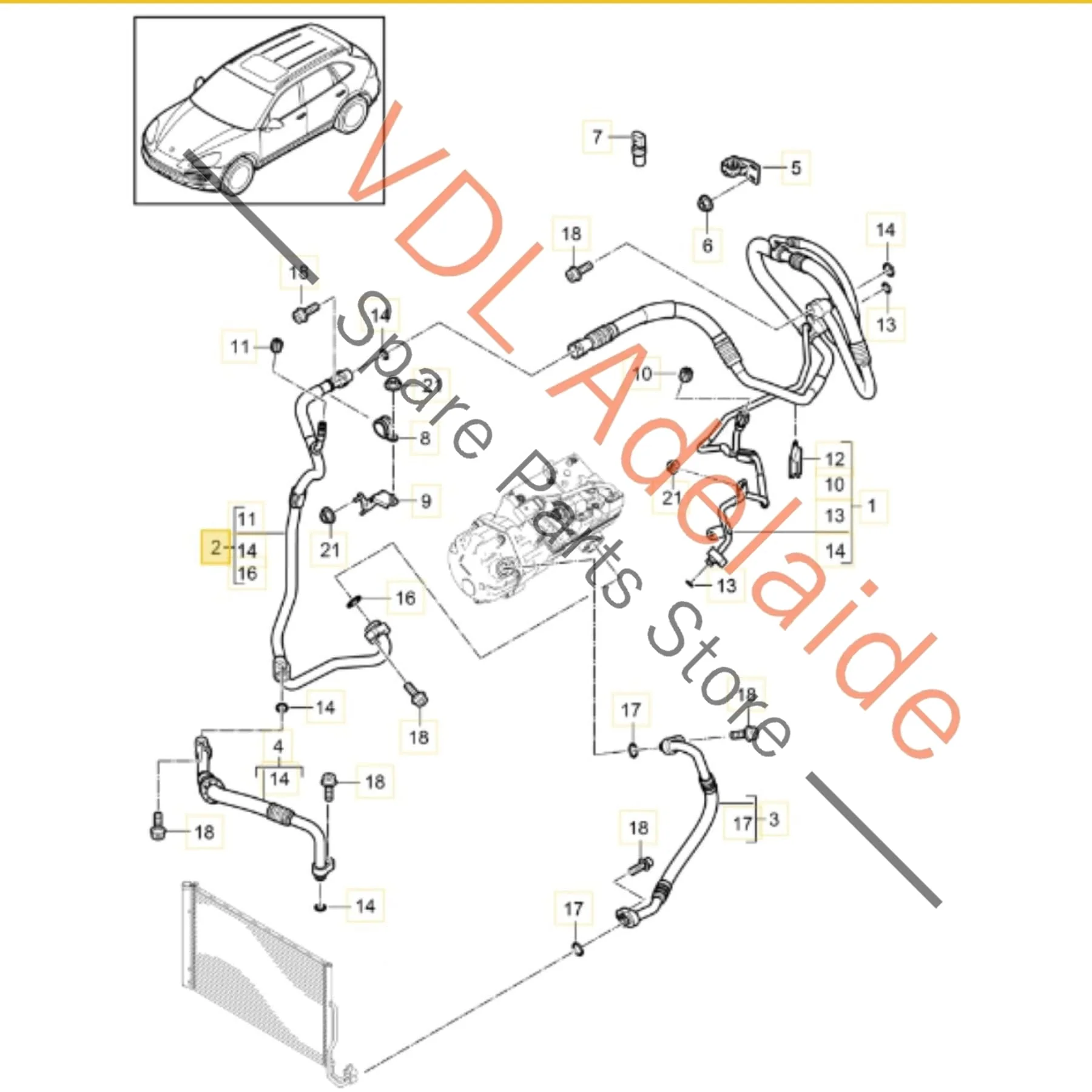 Porsche Cayenne 958 Air Conditioning AC Refrigerant Pressure Hose Pipe 7P0820744D 95882074451 - Image 2
