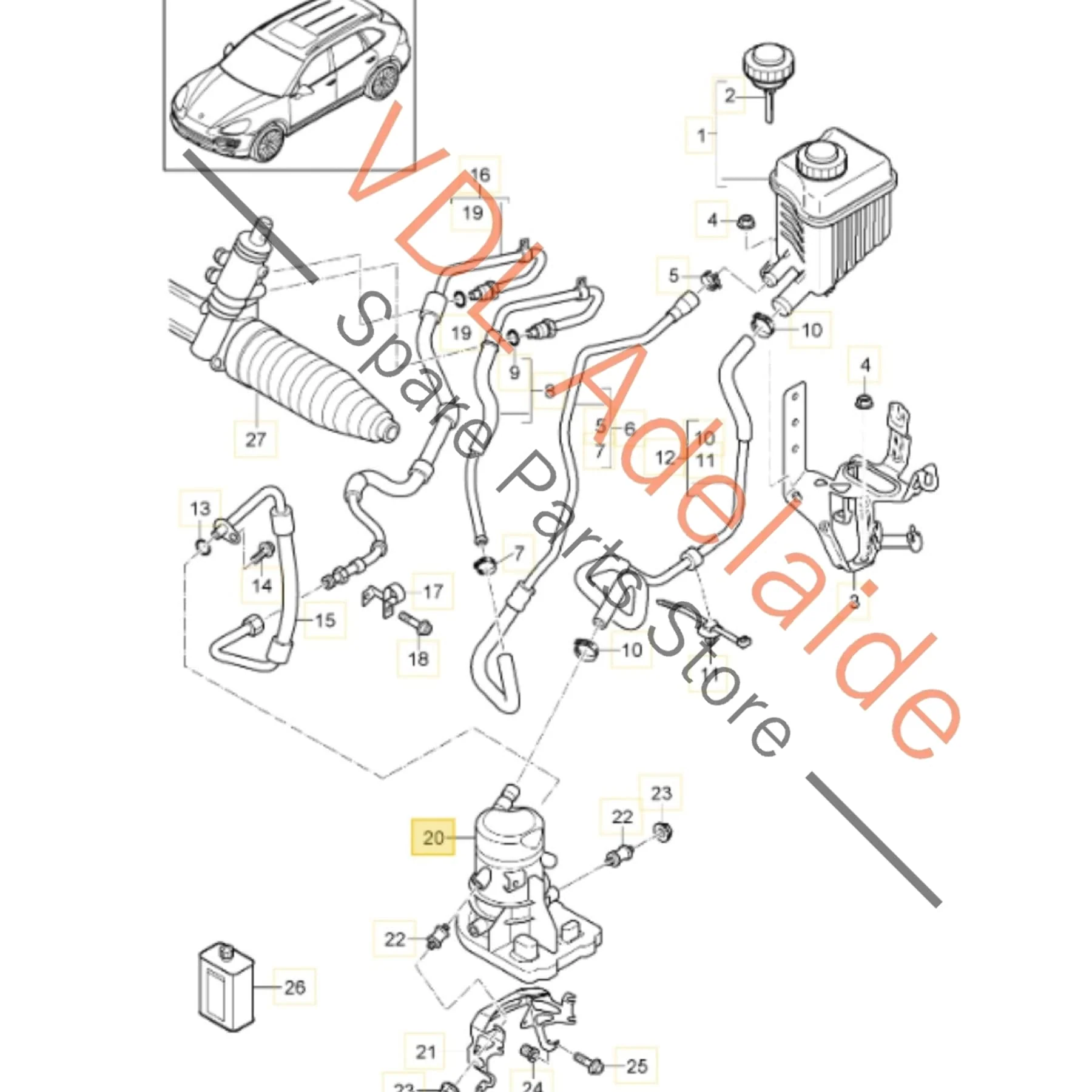 Porsche Cayenne 958 Hybrid Power Steering Pump 95831415503 - Image 2