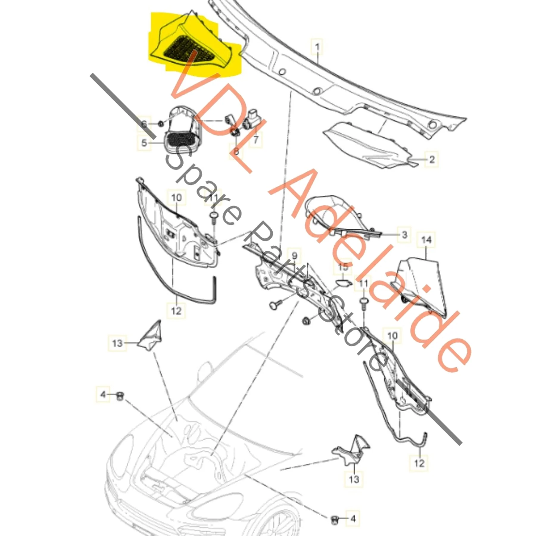 Porsche Cayenne 958 92A Engine Bay Cover Trim Left Side Top 7P5819175C 95855658302 9B9 - Image 2