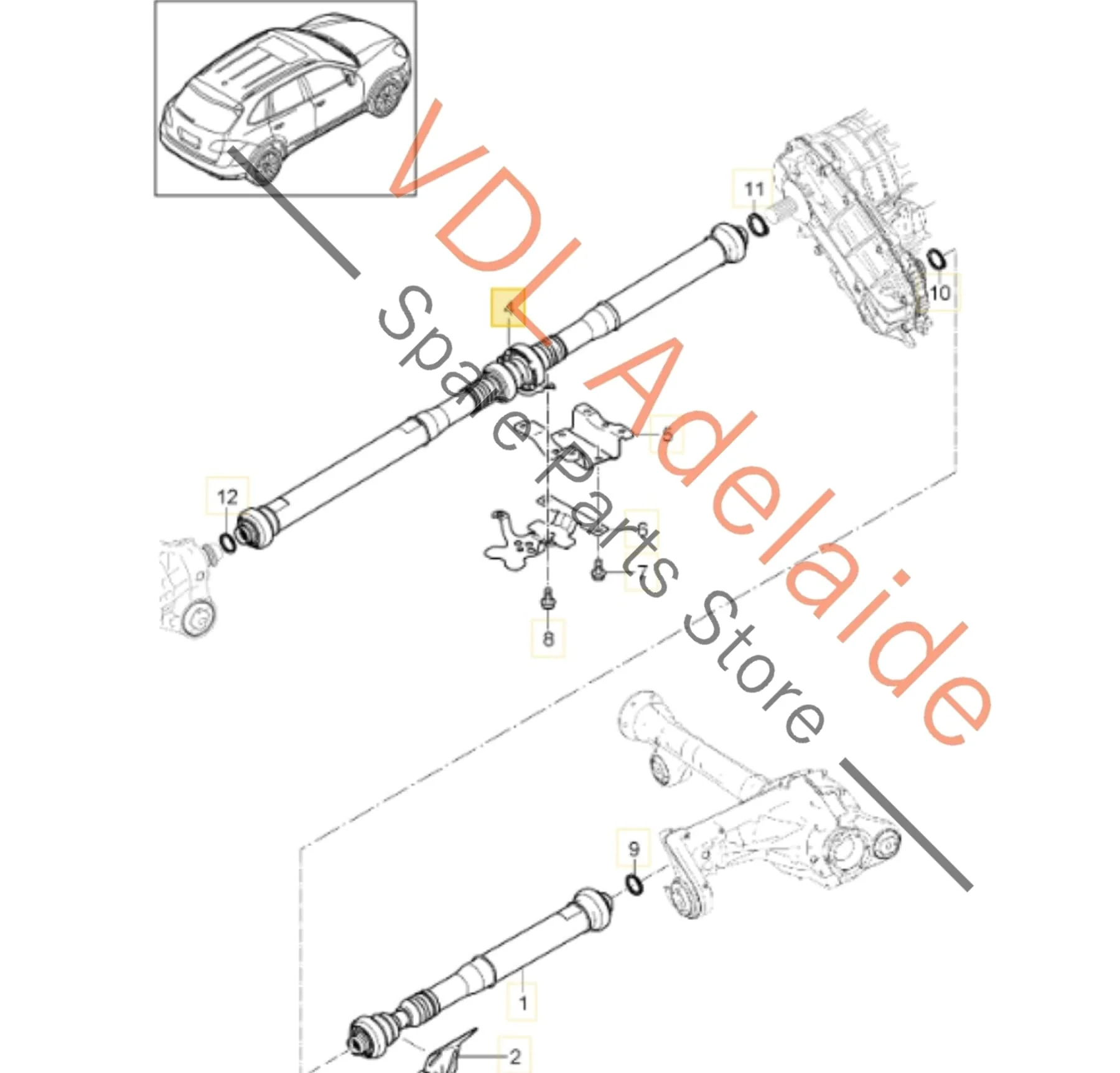 Porsche Cayenne 958 Cardan Propeller Tail Shaft 958521102D 95842101120 95842101121 95842101122 95842101123 - Image 2