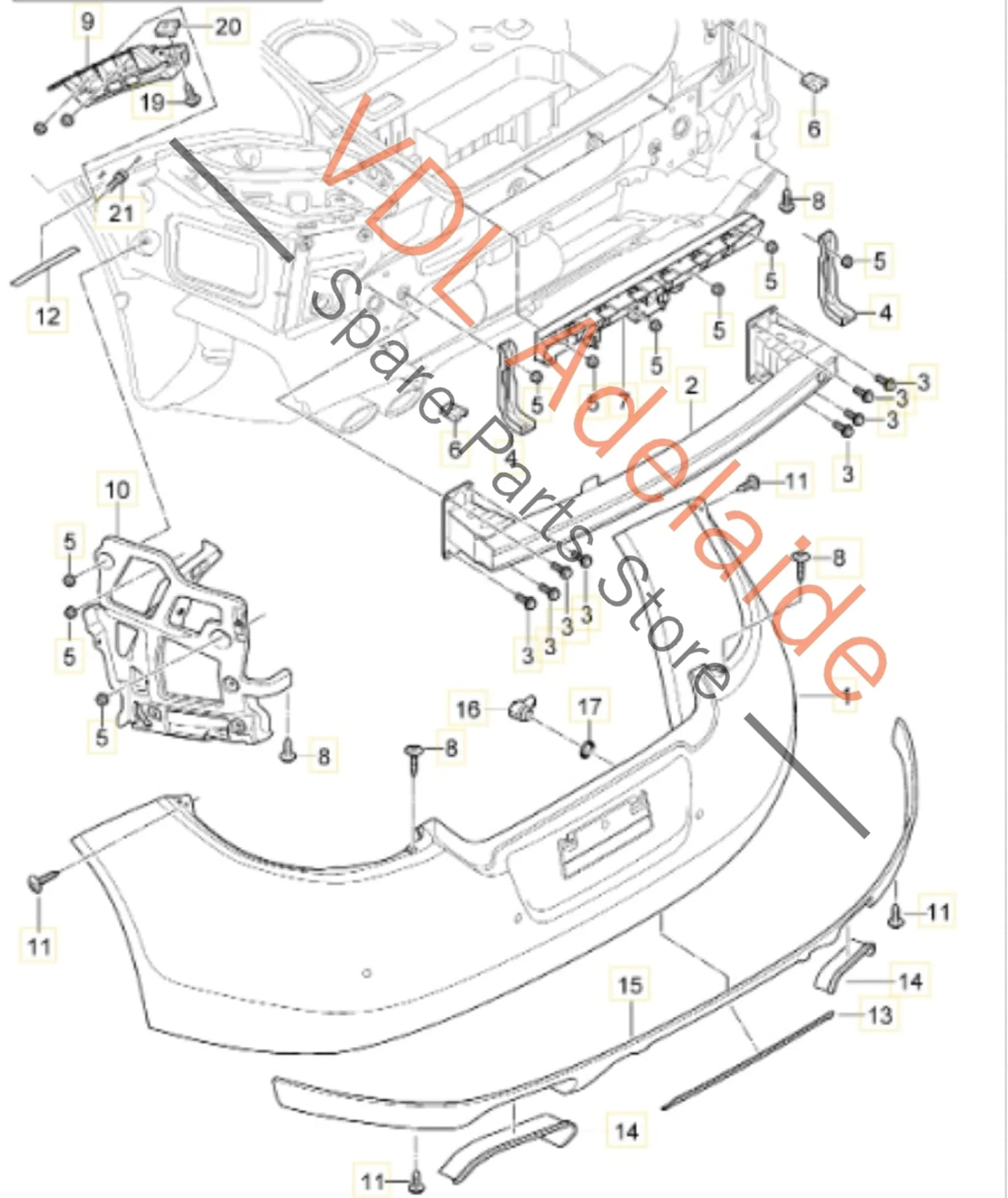 Porsche Panamera 970 Rear Bumper Assembly & Diffuser 97050595100 97050561105 1E0 Carrara White B9A / B4 - Image 2